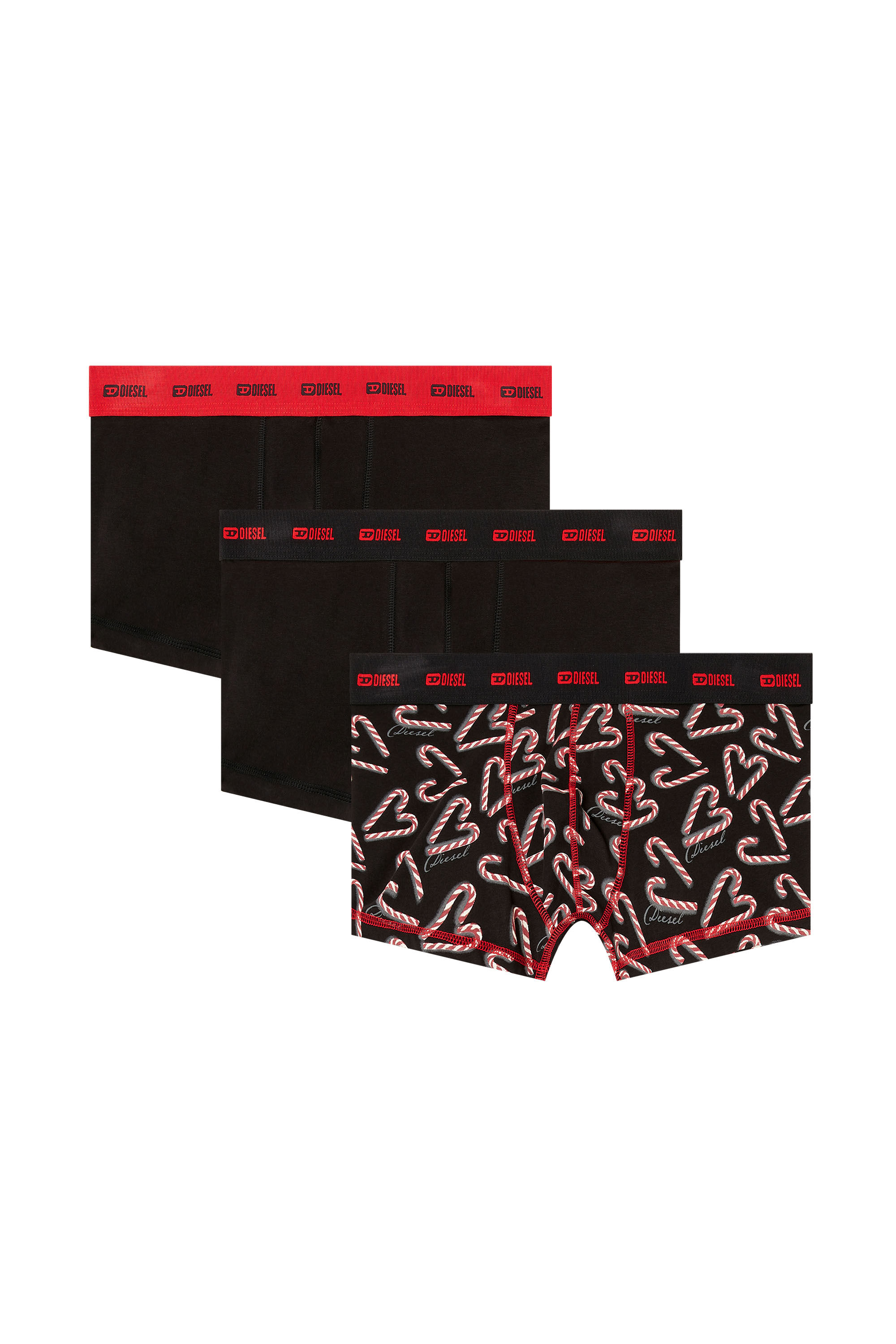 Diesel - DAMIEN-GFT-UTLT-3PACK, Man's Set of three stretch-cotton boxers in Black/Red - 2