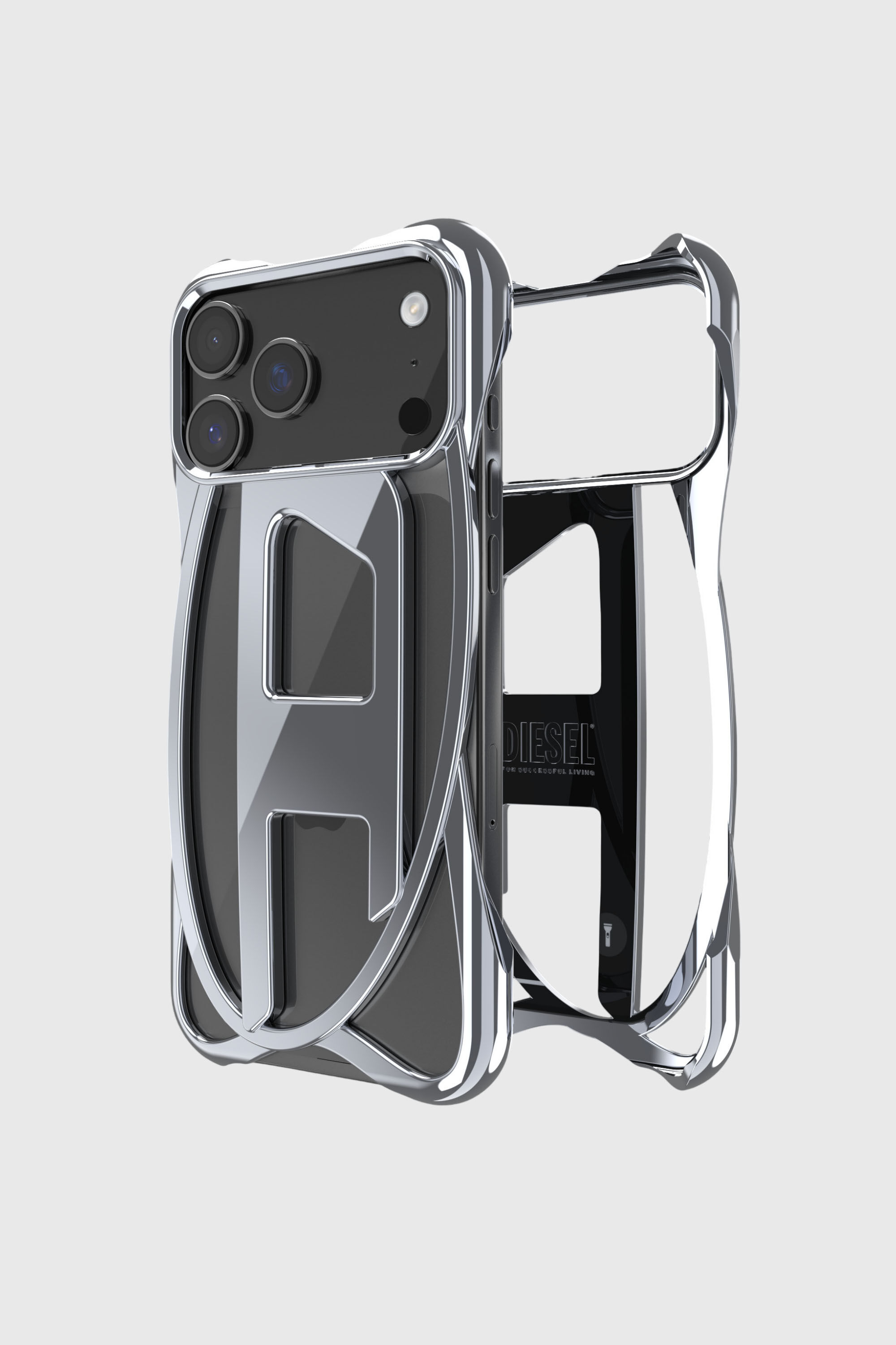 Women's Caged D glossy case for iPhone 17 Pro Max | Grey | Diesel
