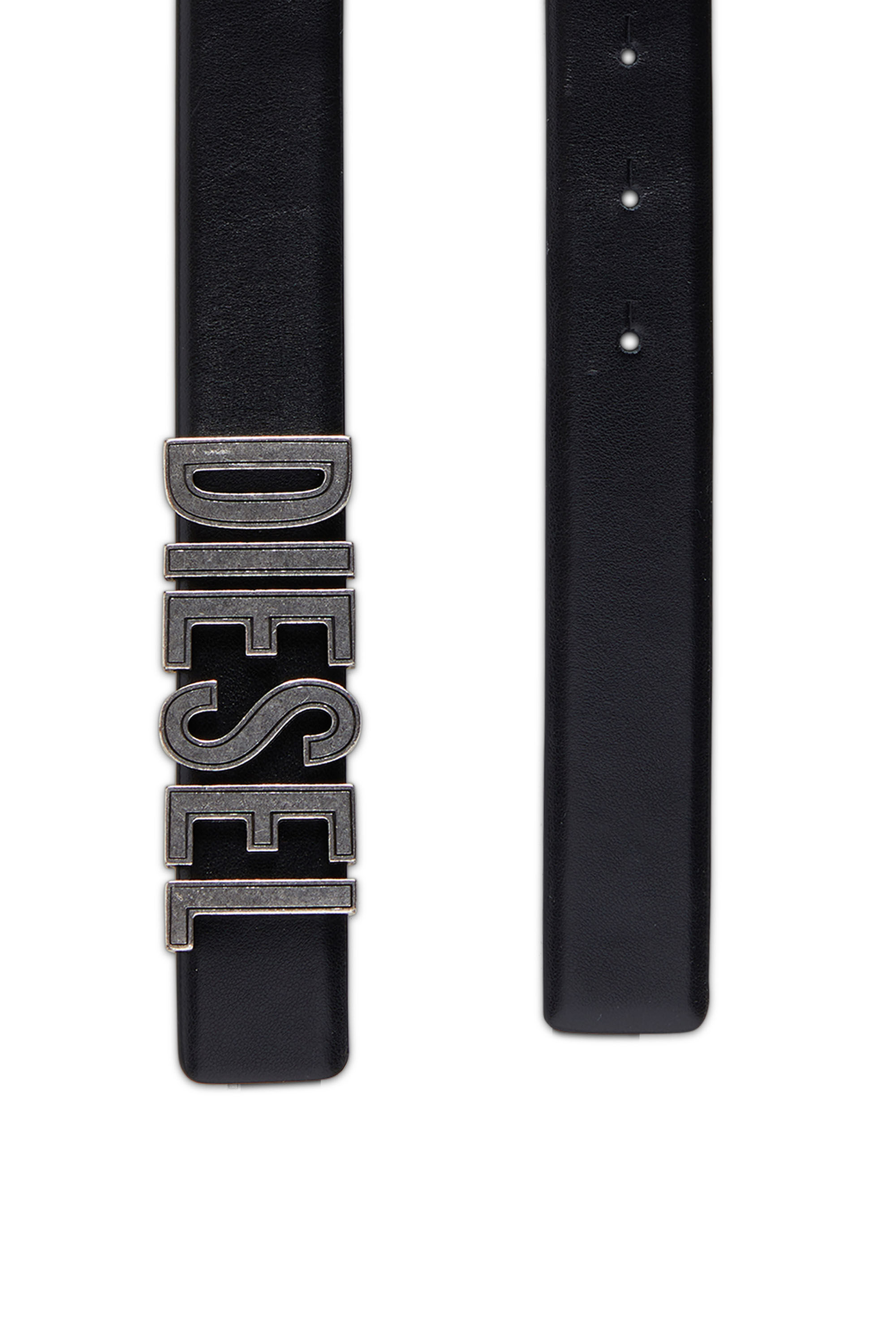 Women's Leather belt with chunky logo letters | Black | Diesel