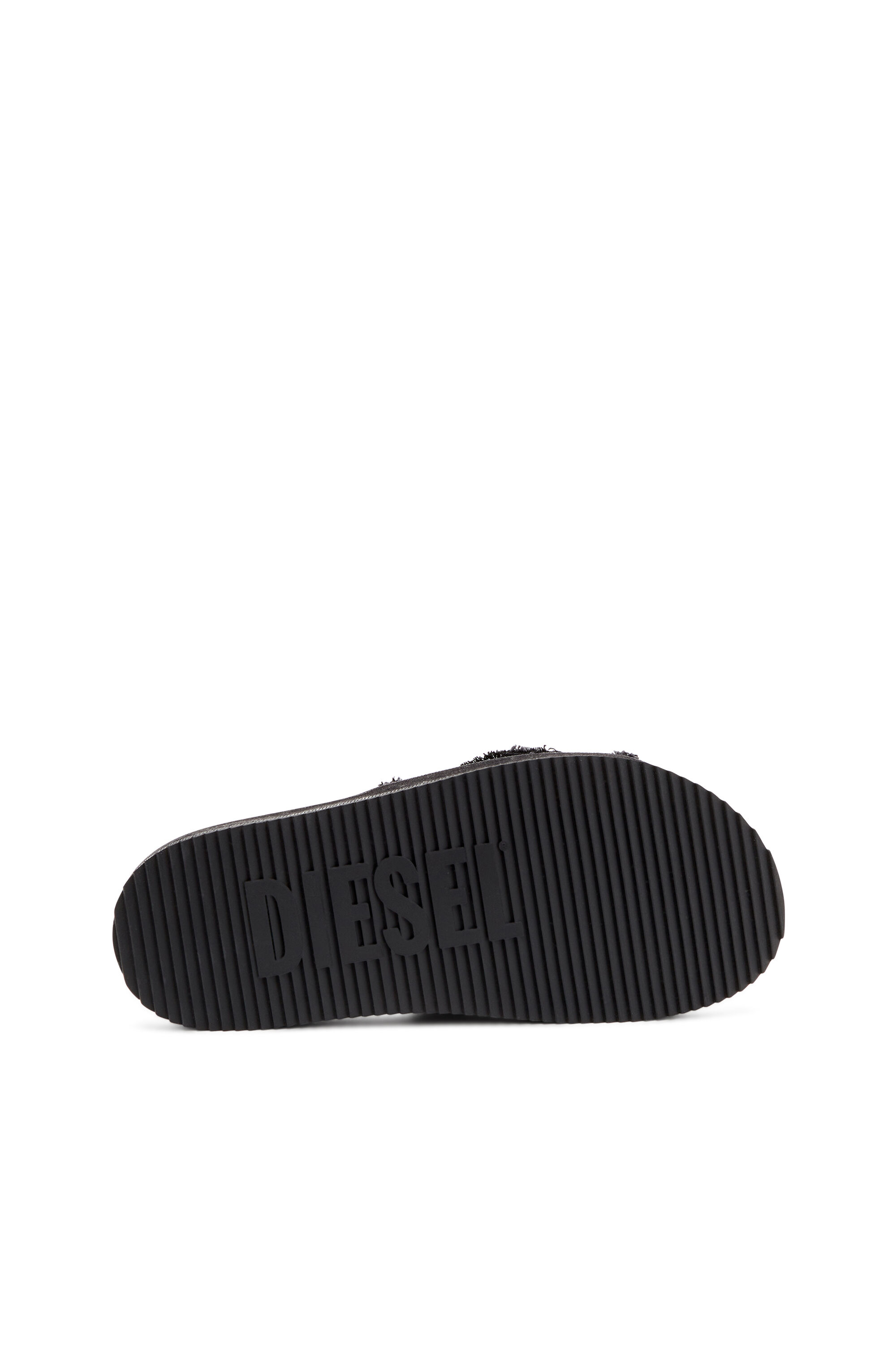 ★DIESEL★ SA Slide D Oval Sandal Black Y03356P5257H1939 Women's Sa-Slide D-Distressed denim slides | Black | Diesel