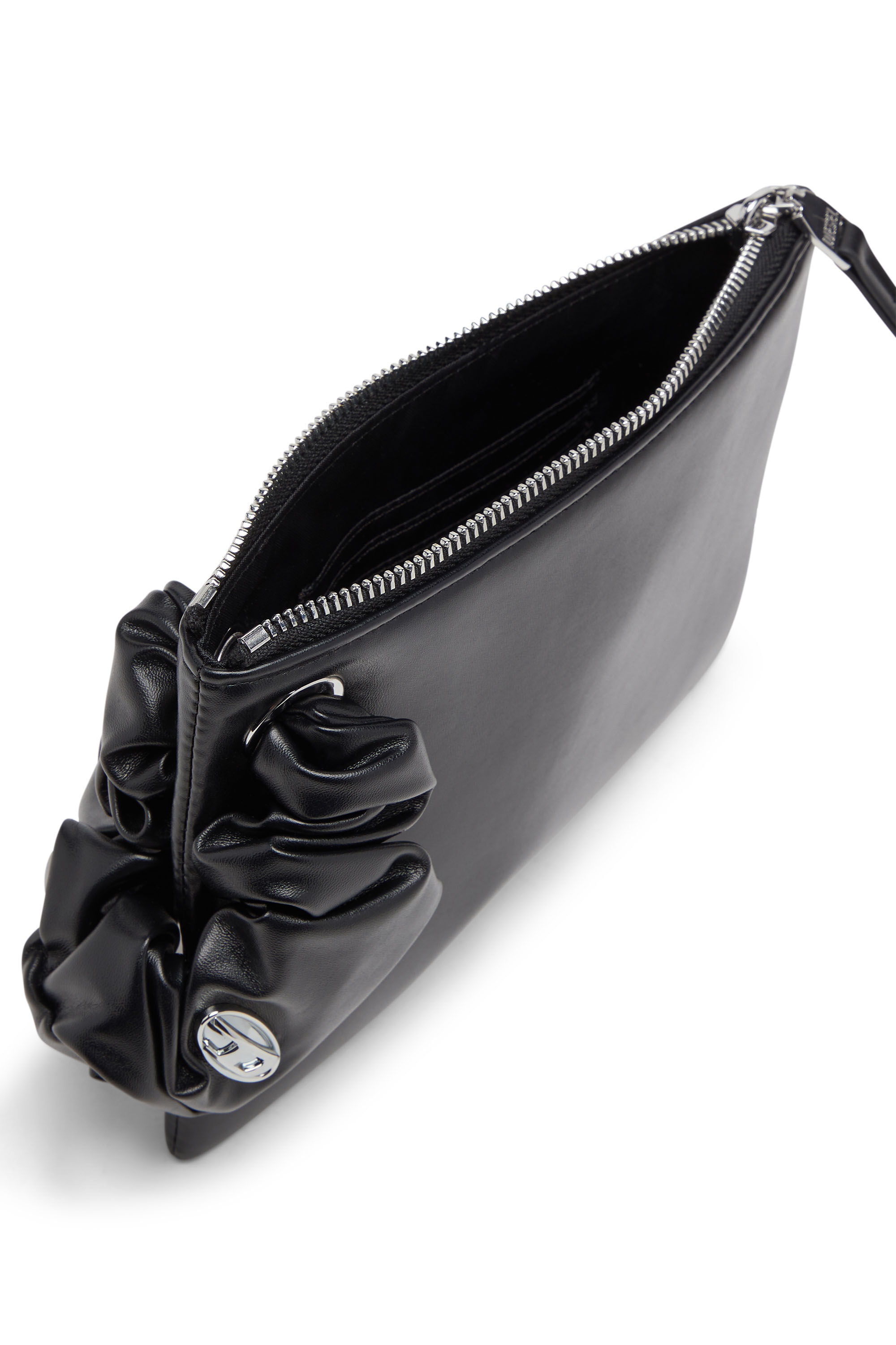 Women's Zip pouch with scrunchie-style wristlet | Black | Diesel