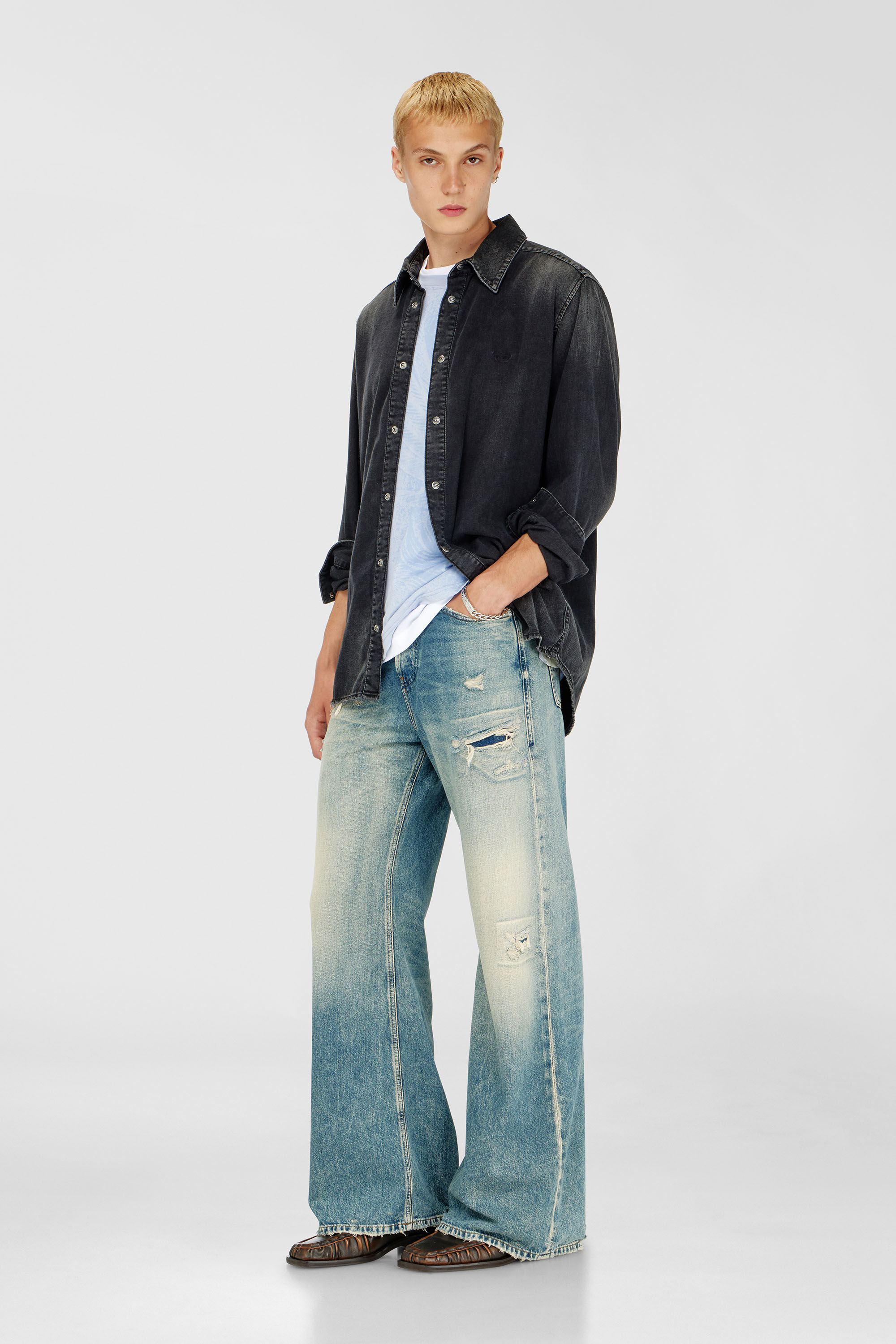 Men's Long-sleeve denim shirt | Black | Diesel TR