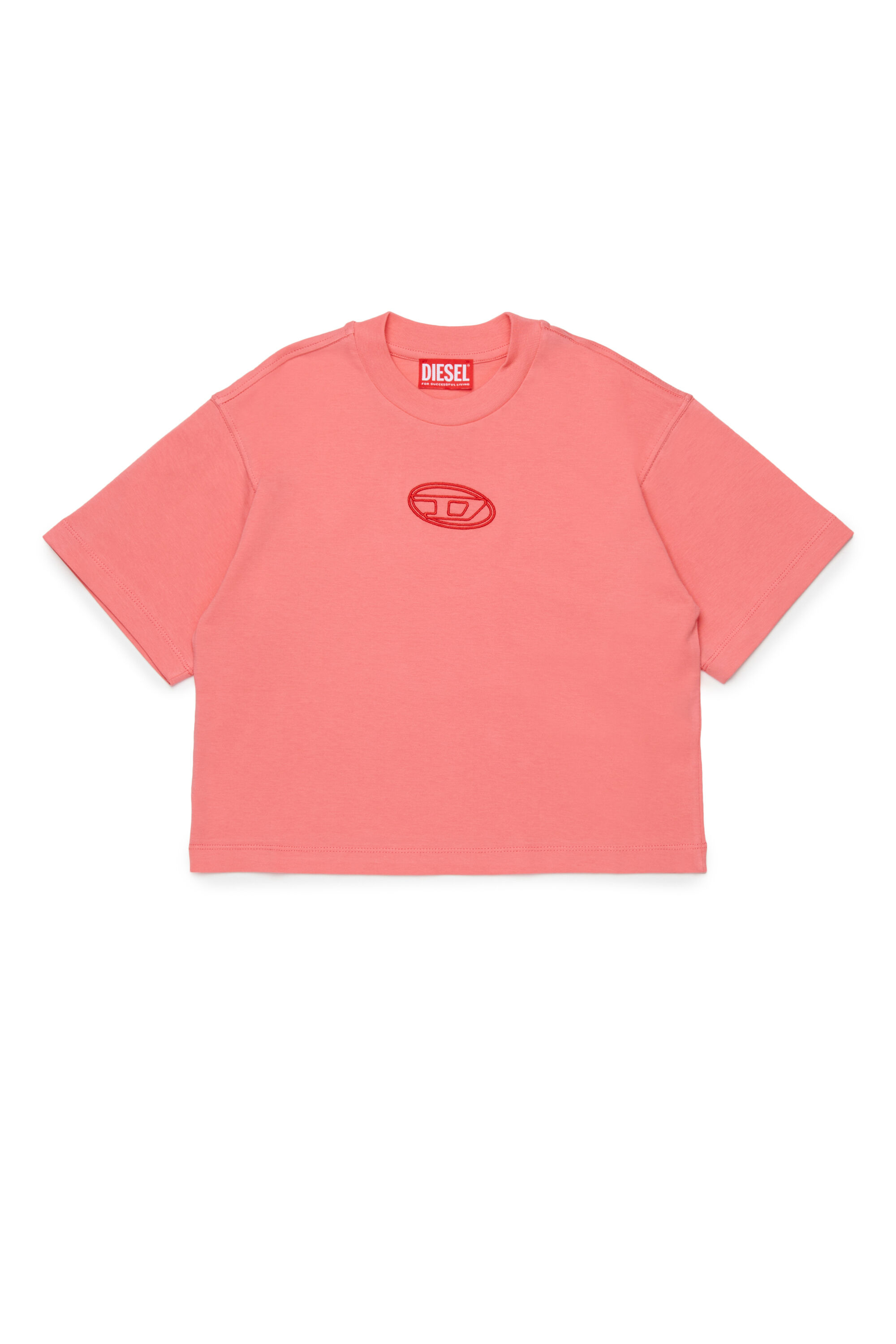 Diesel - TIXAN, Woman's Cotton T-shirt with central logo in Pink - 1
