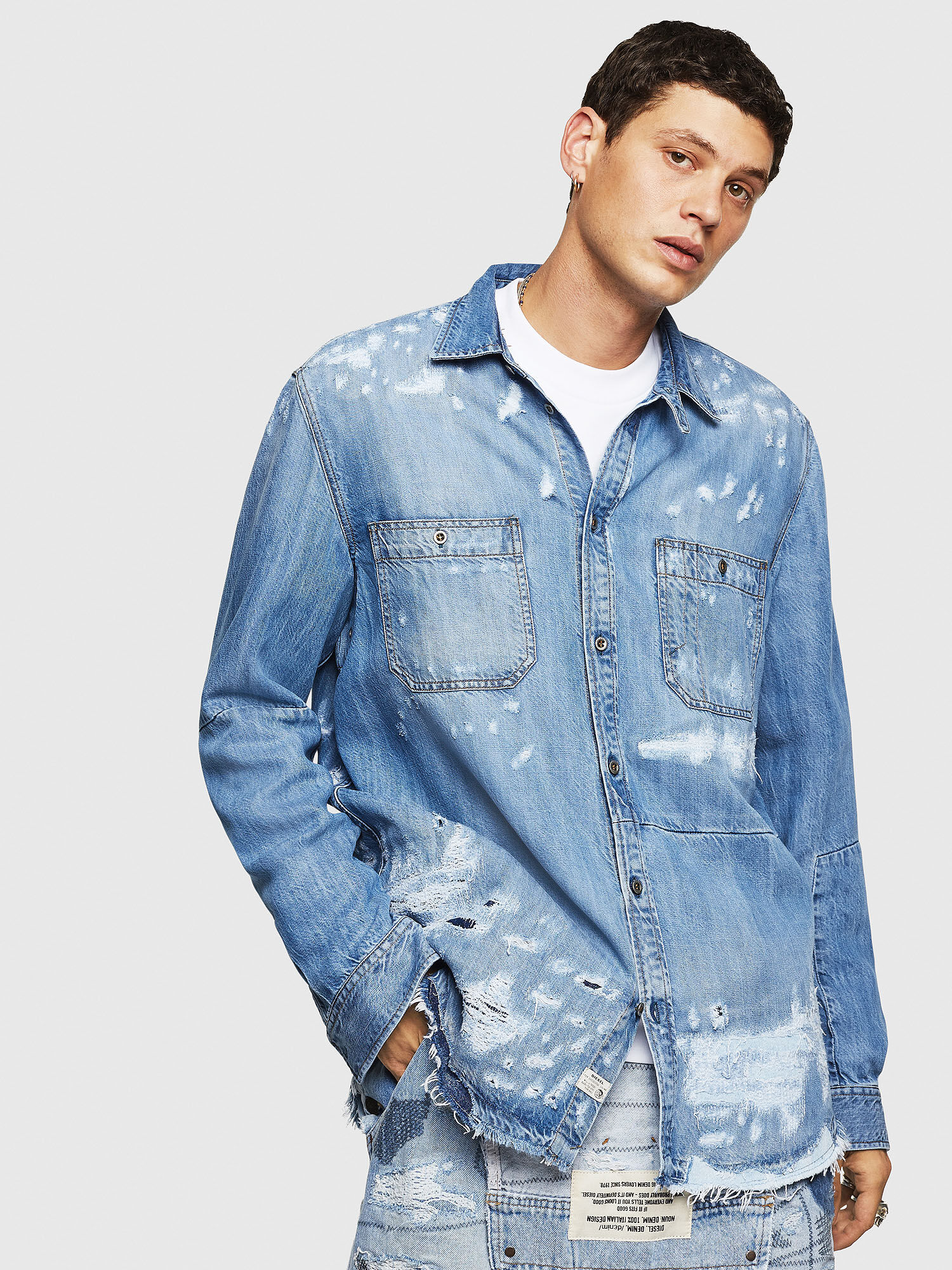 distressed denim shirt men