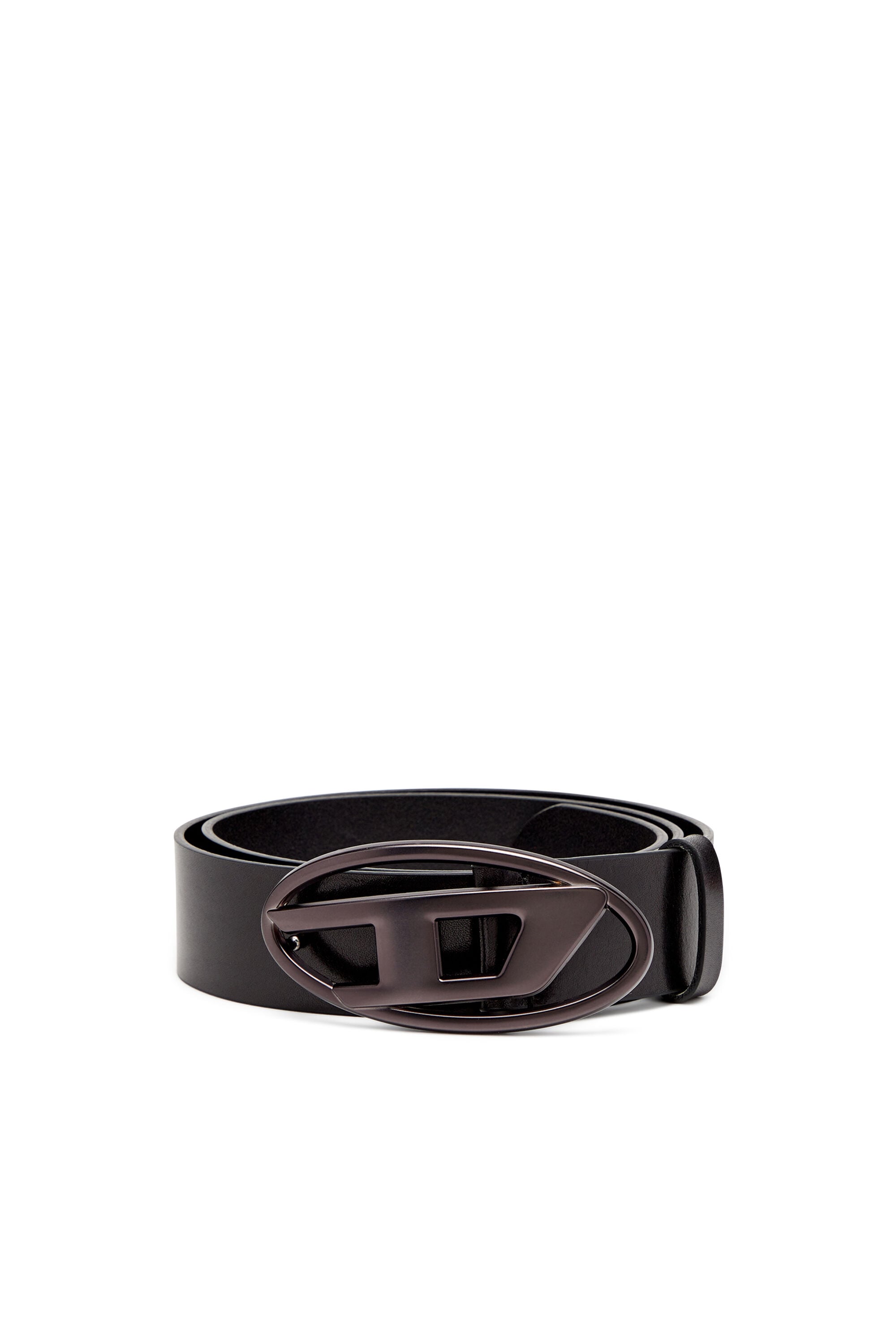 Women's 3.9cm leather belt with metallic Oval D buckle | Black