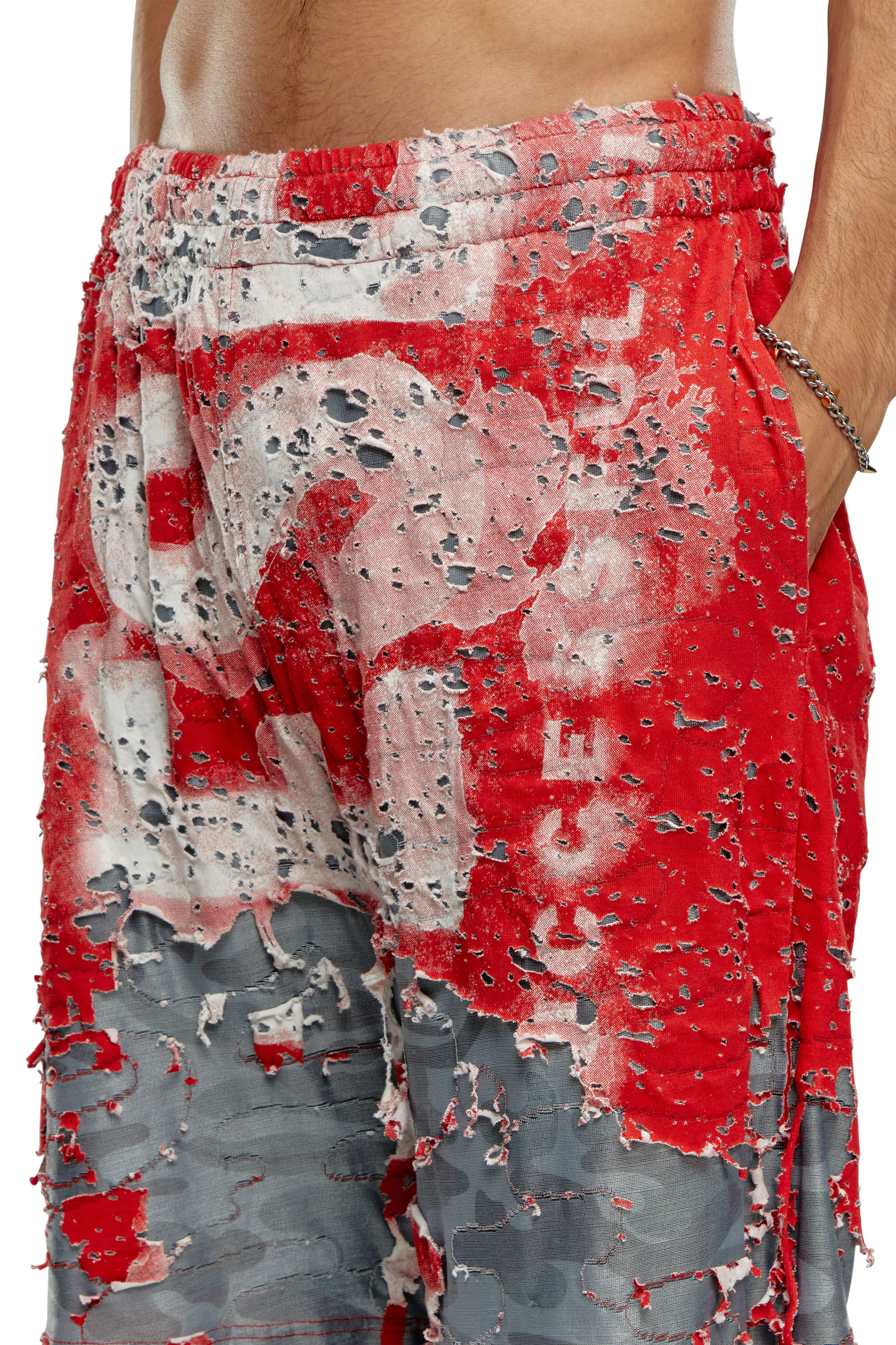 Diesel - P-EEL, Man Logo shorts in destroyed jersey in Multicolor - Image 5