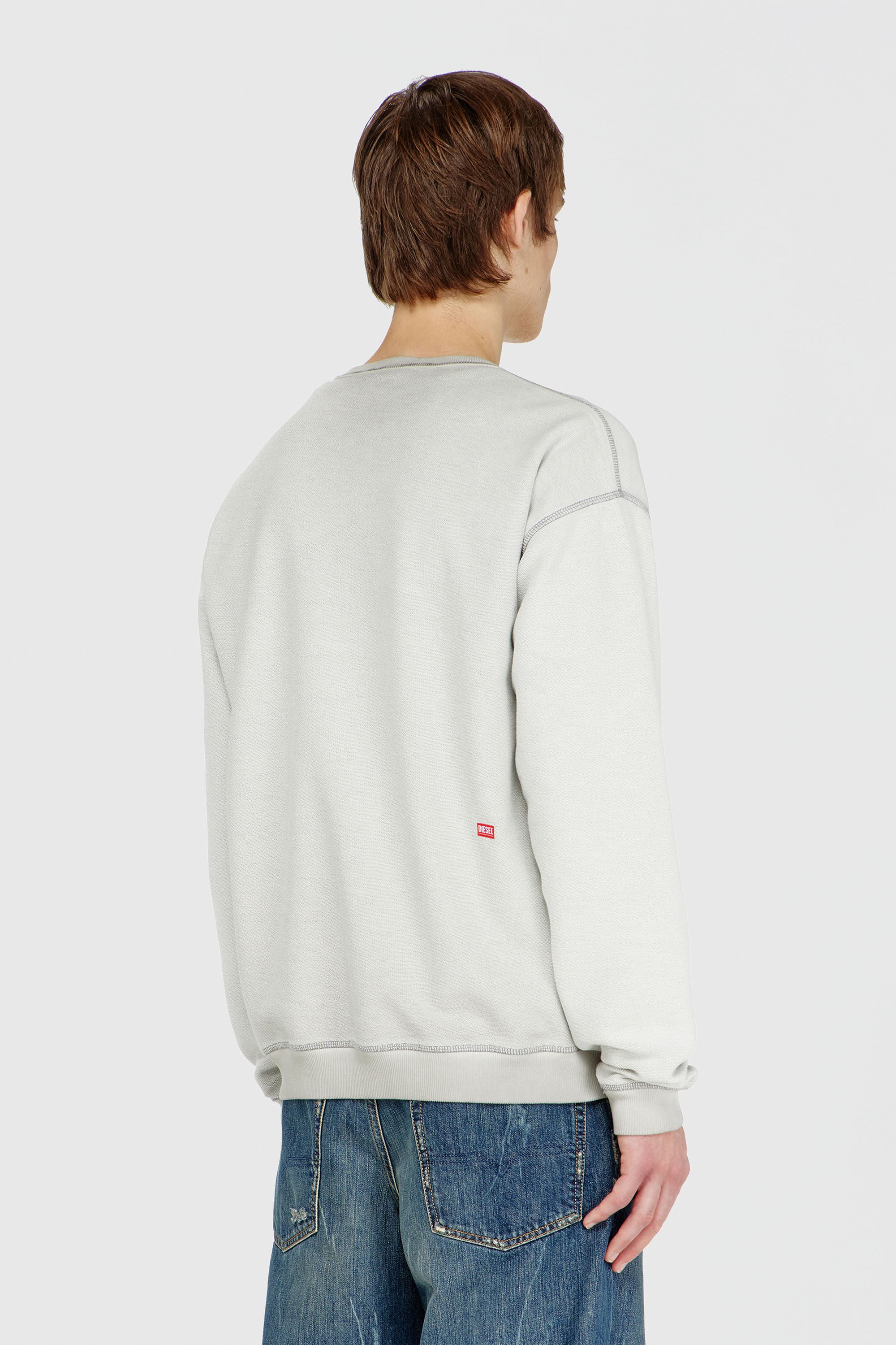 Diesel - S-ARON-RAW, Man's Sweatshirt with d&eacute;vor&eacute; print in Light Grey - 4
