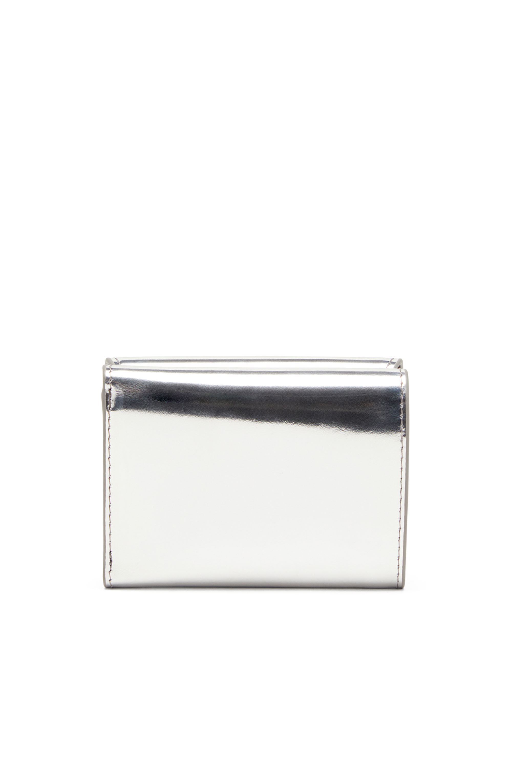 新品 人気！DIESEL シルバー 三つ折り財布 箱付属 レザー コンパクト