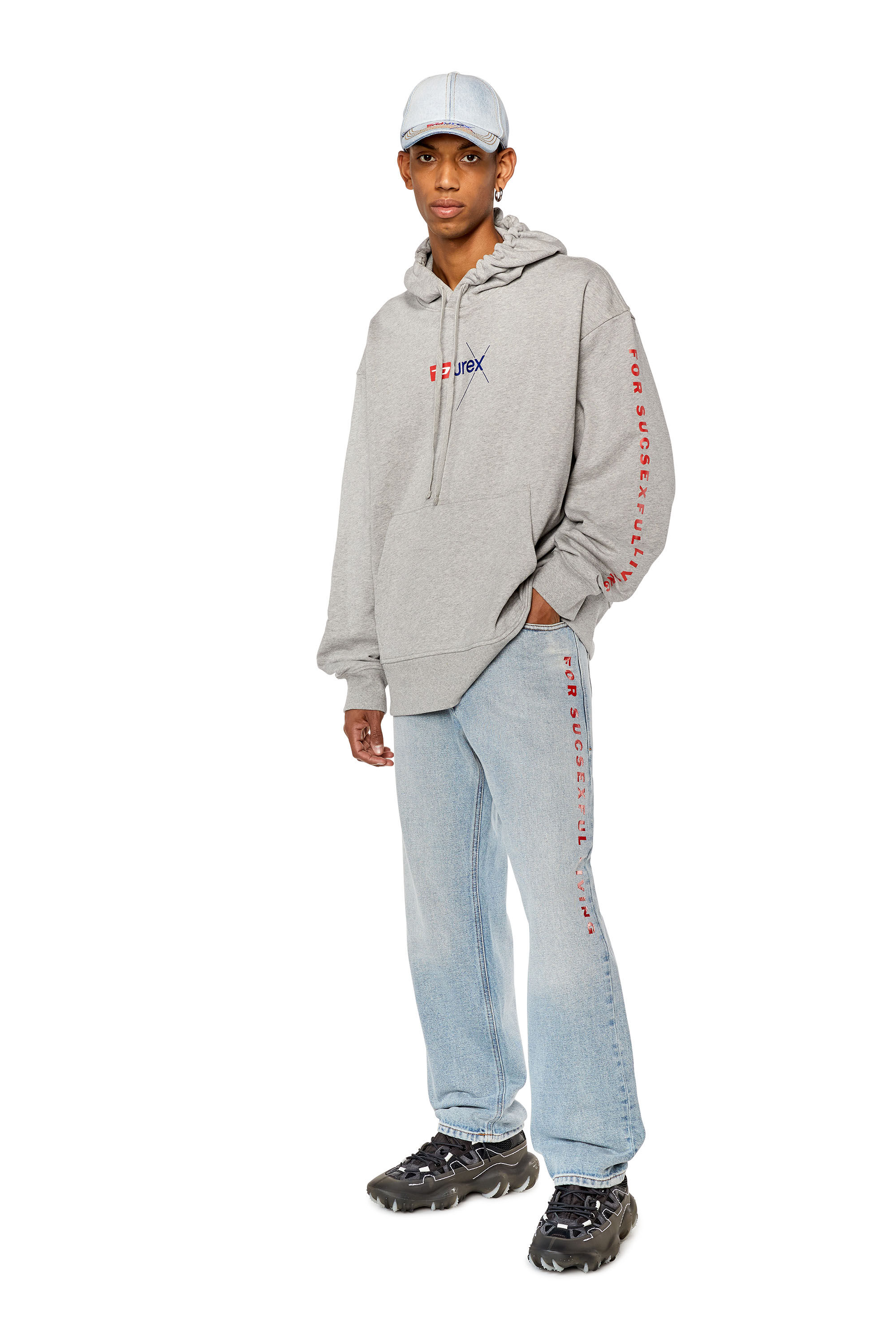 Men s M lange hoodie with Durex logo DX S MACS HOOD Diesel