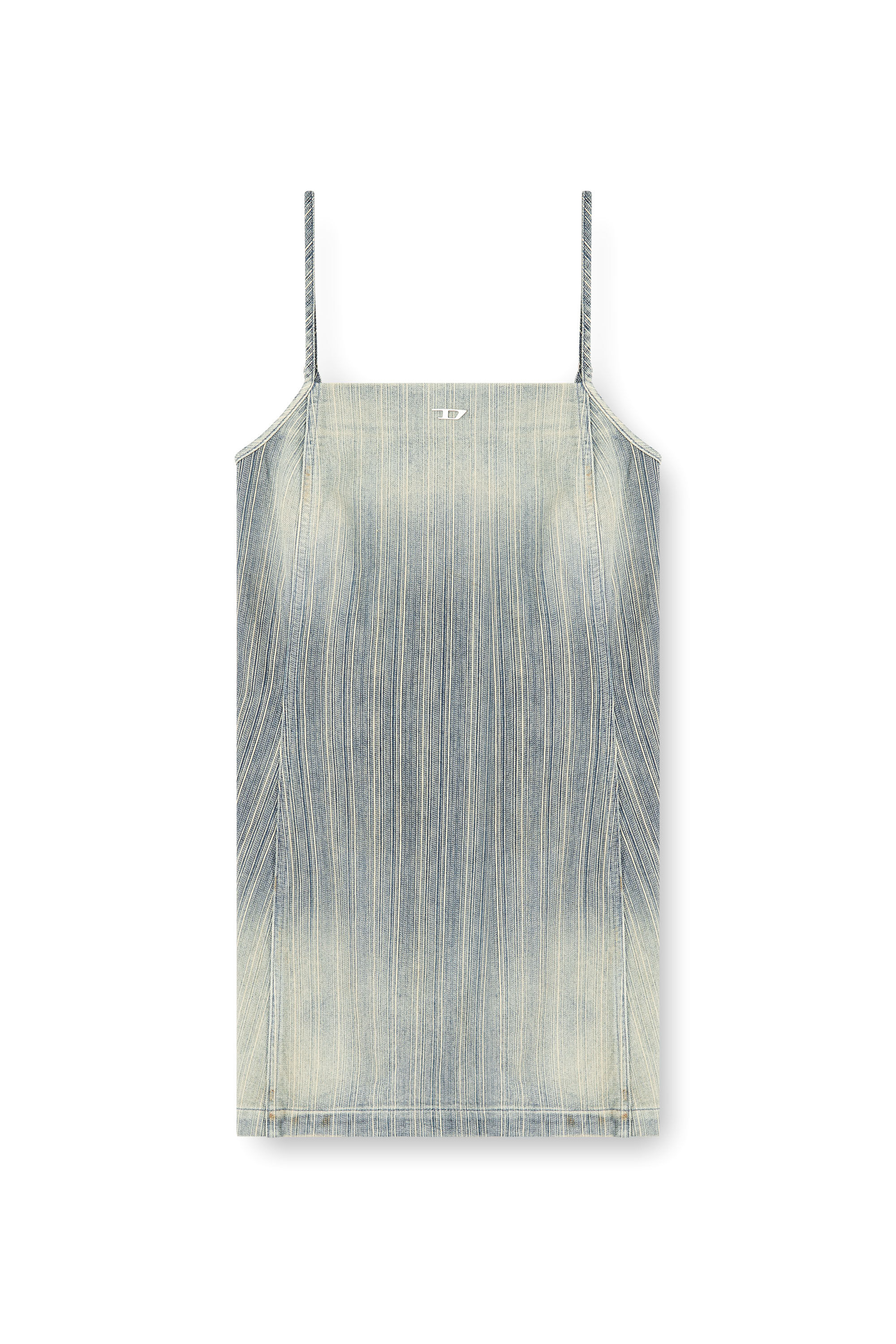 ワンピース DIESEL DRESSES INDIGO Women's Short dress in destroyed indigo knit | Blue | Diesel