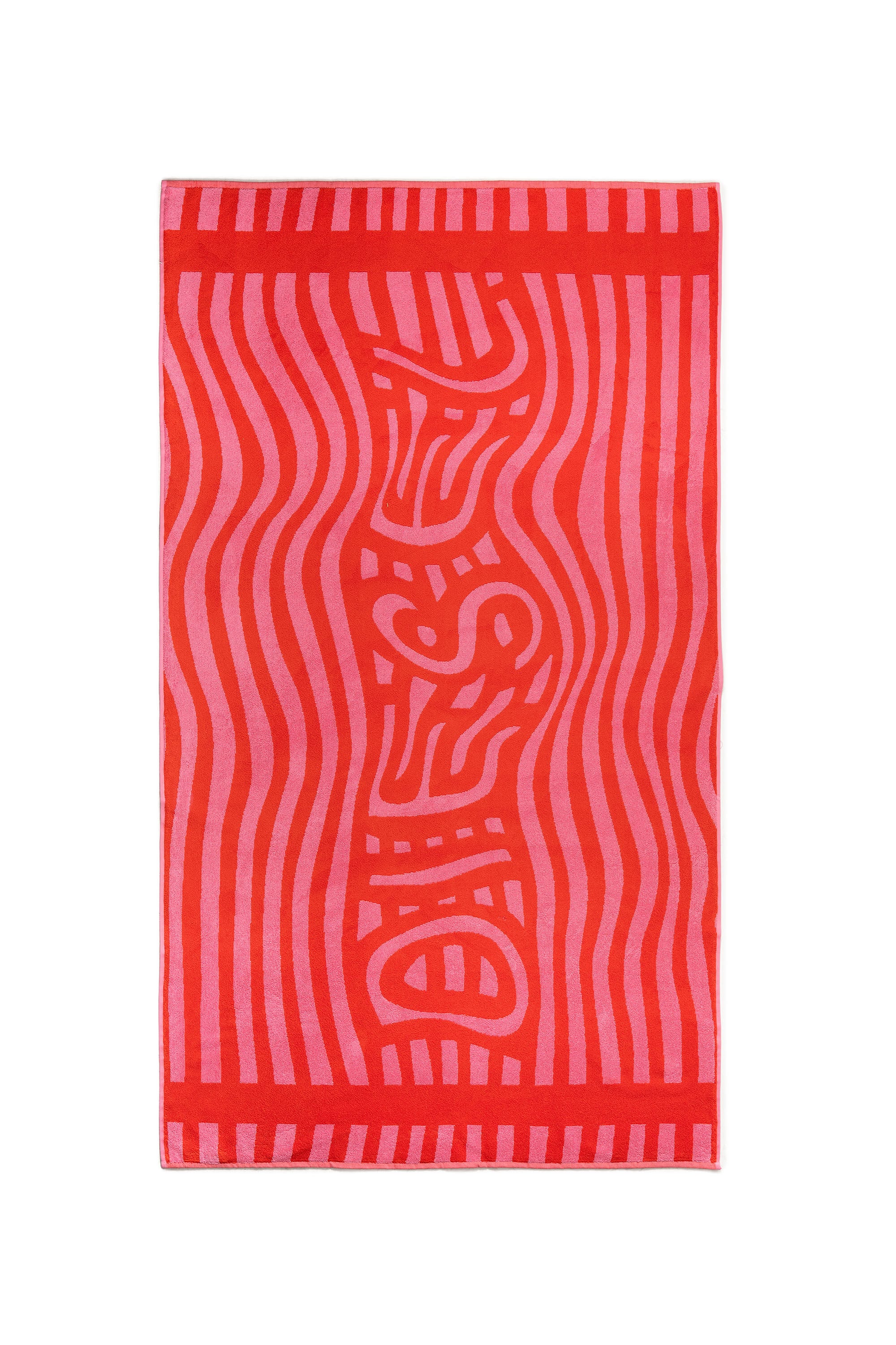 Diesel - 1018163  STRIPES PINK/RED TOWEL, Unisex's Terry towel 100x180 cm in Red - 1
