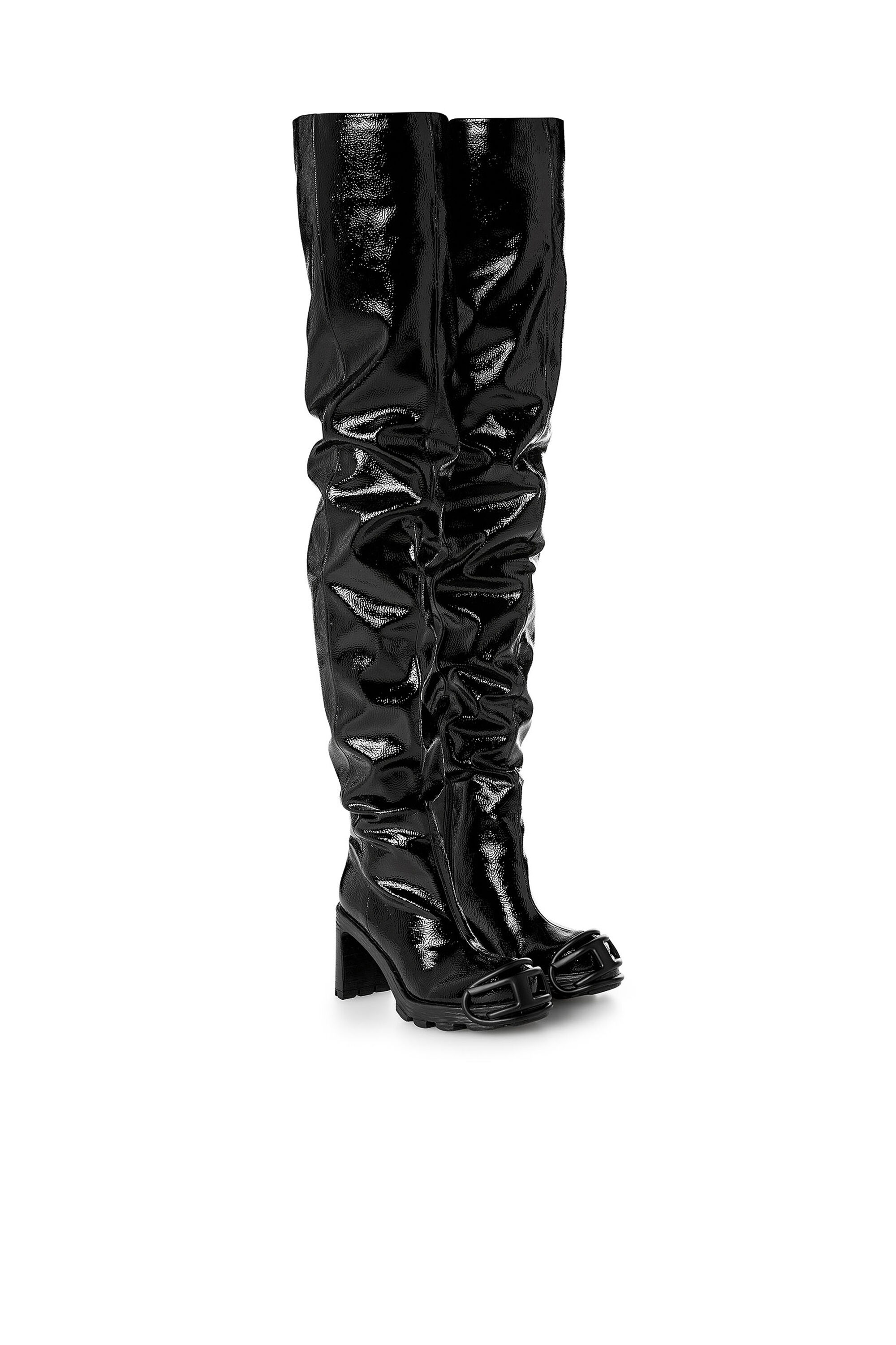 Women's D-Hammer-Glossy over-the-knee boots | Black | Diesel
