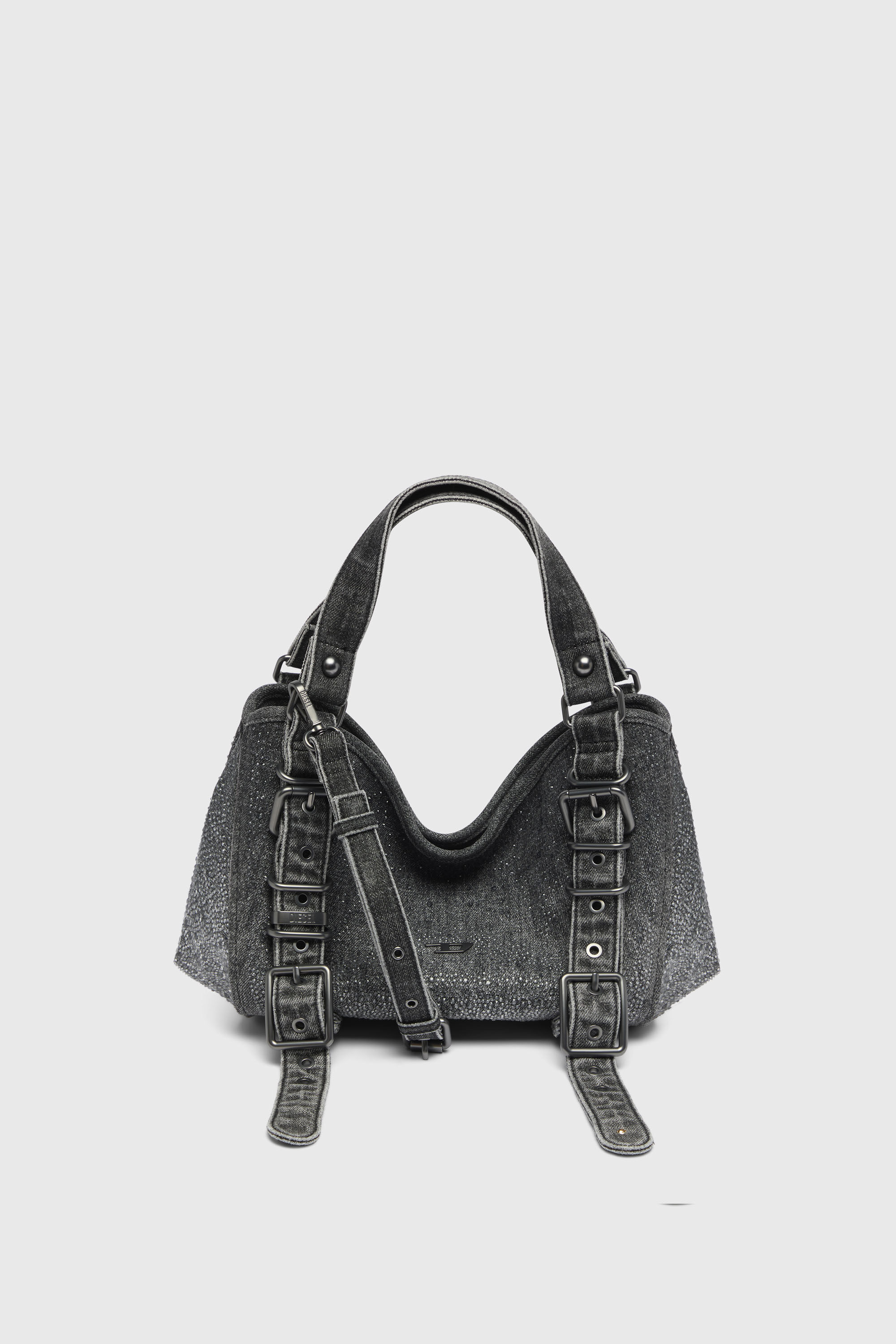 Women's D-One-Small top-handle bag in crystal solarised denim