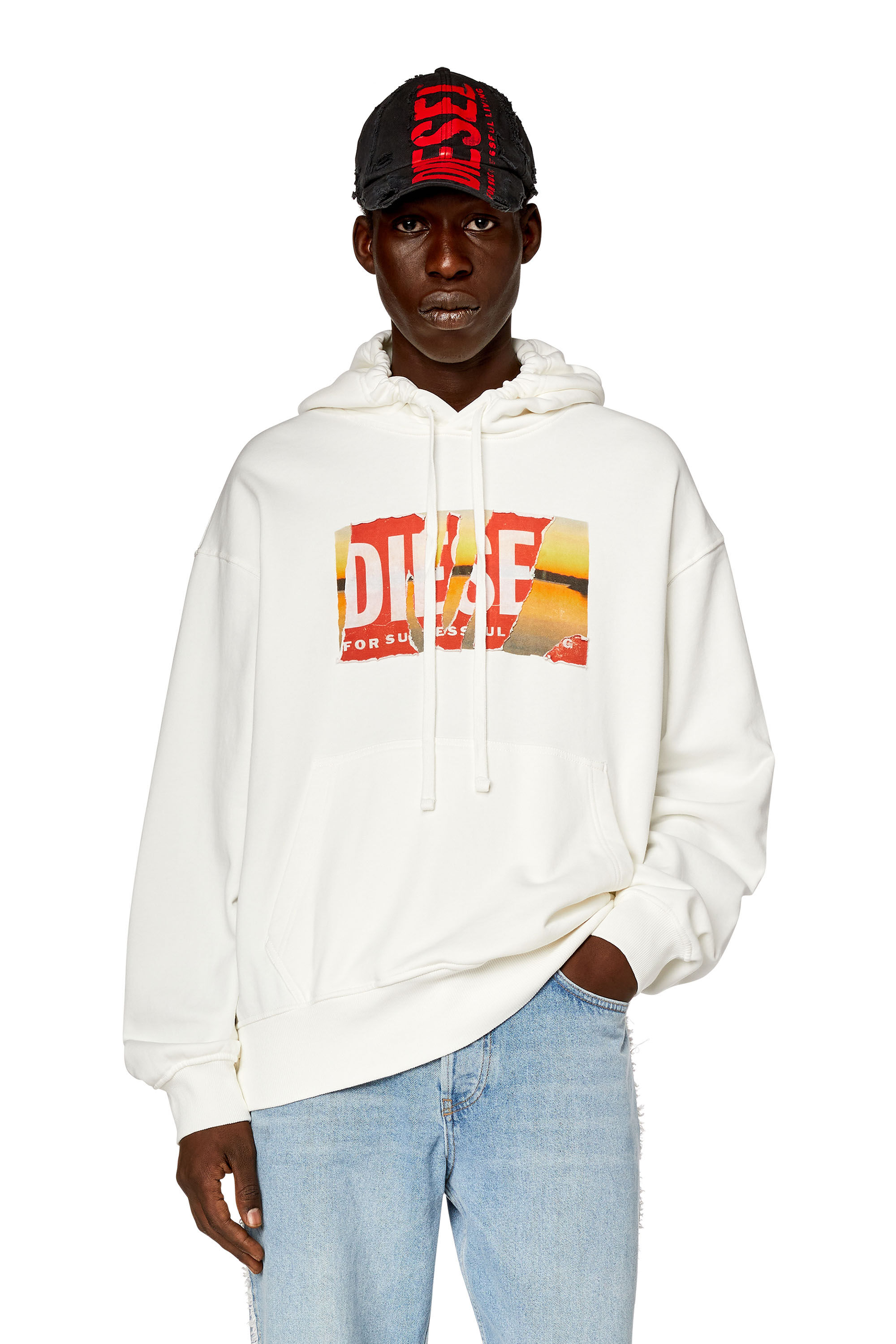 Men's Oversized hoodie with peel-off logo | S-MACS-HOOD-POFF-L1 Diesel