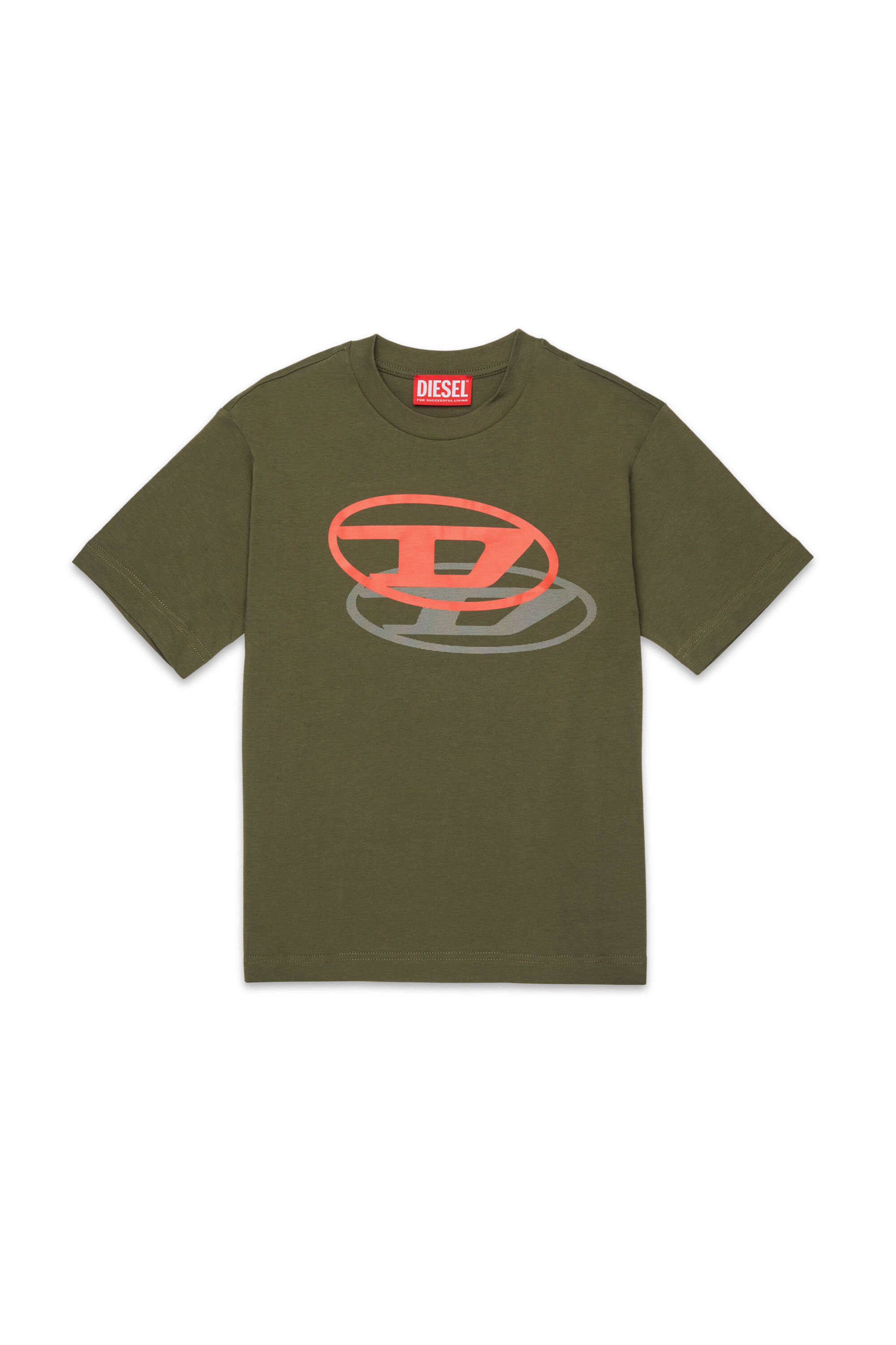 Diesel - TVALE OVER, Man's Cotton T-shirt with shadow Oval D in Military Green - 1