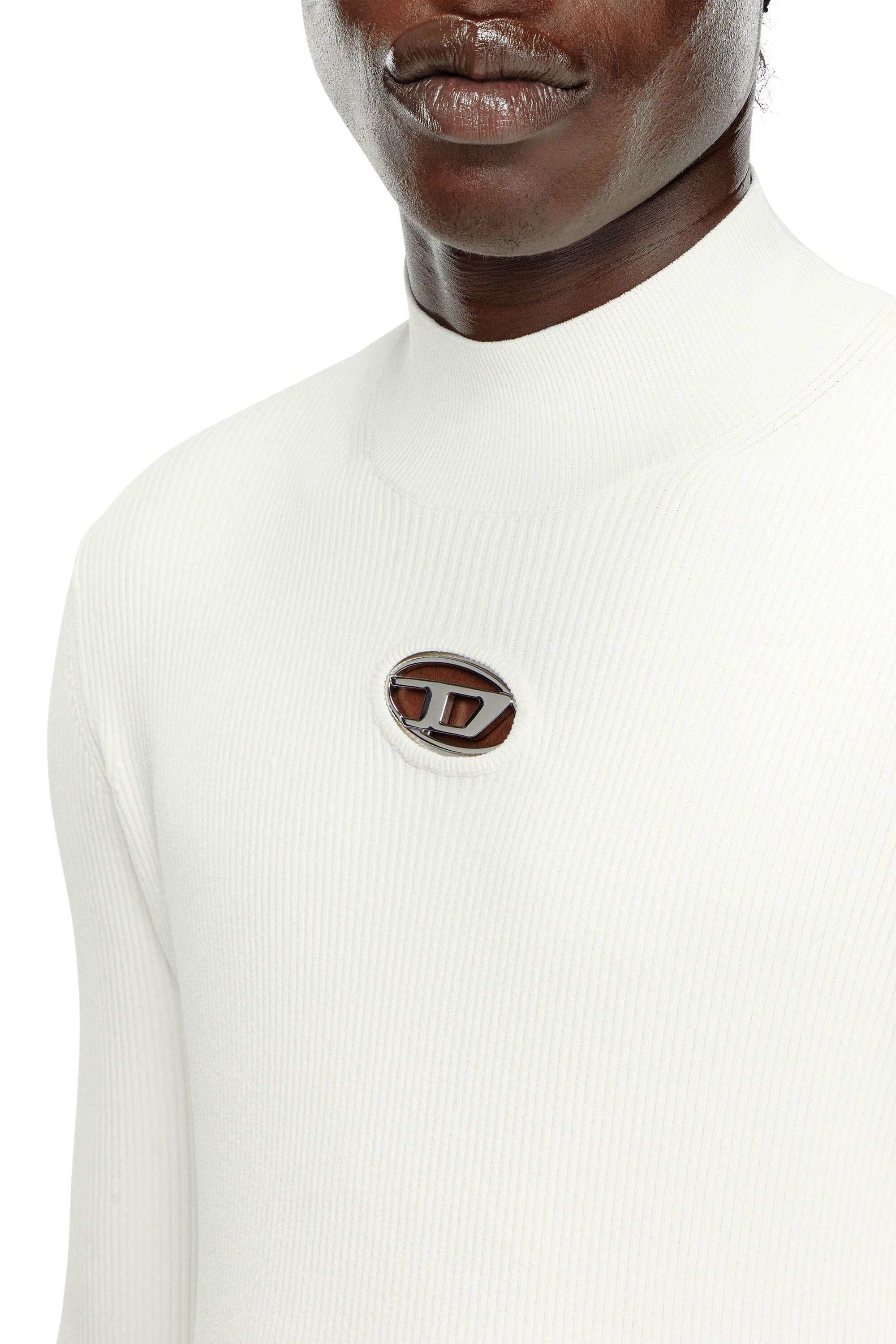 Men s Mock neck jumper with Oval D White Diesel
