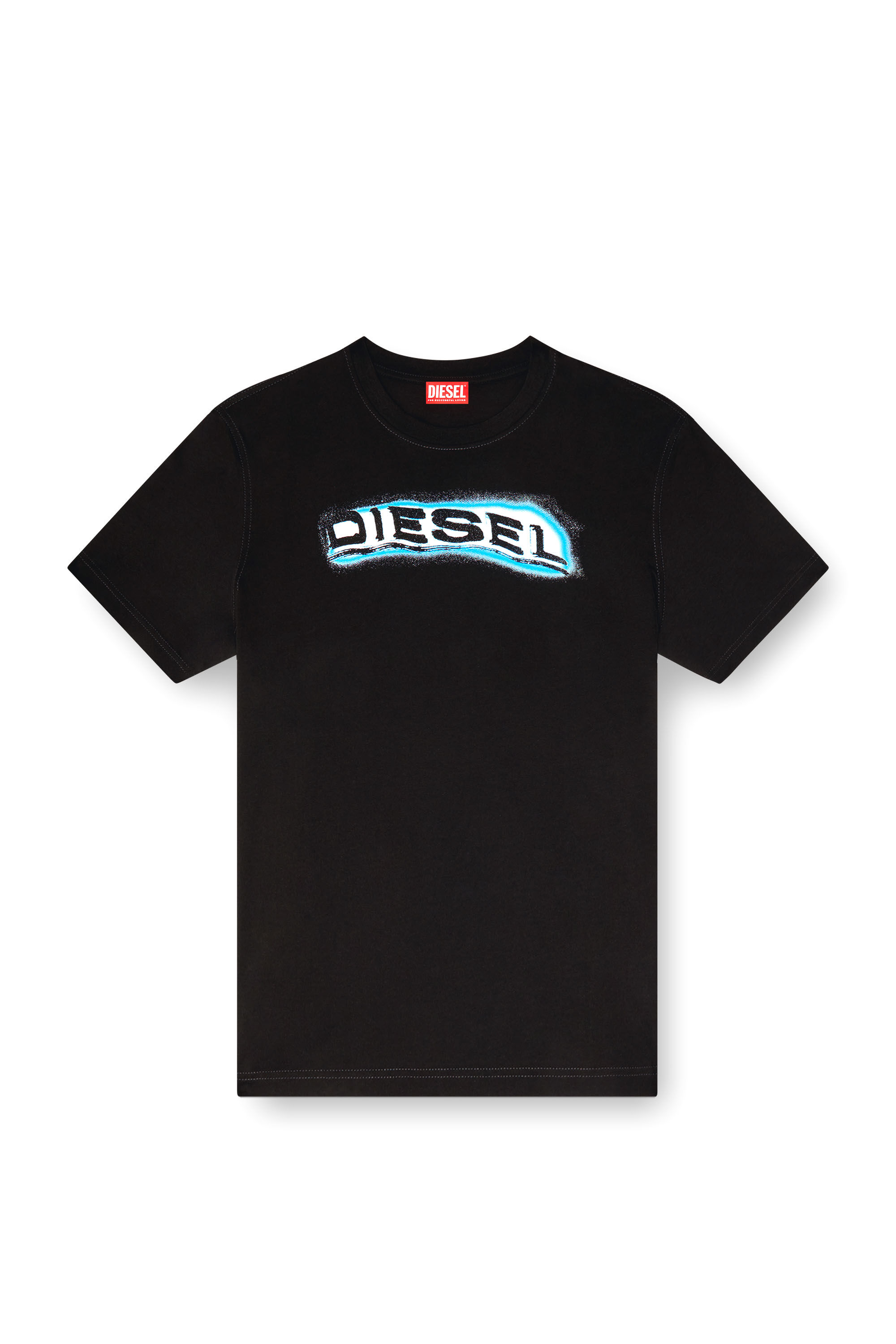 Men's T-shirt with puff-print logo | Black | Diesel