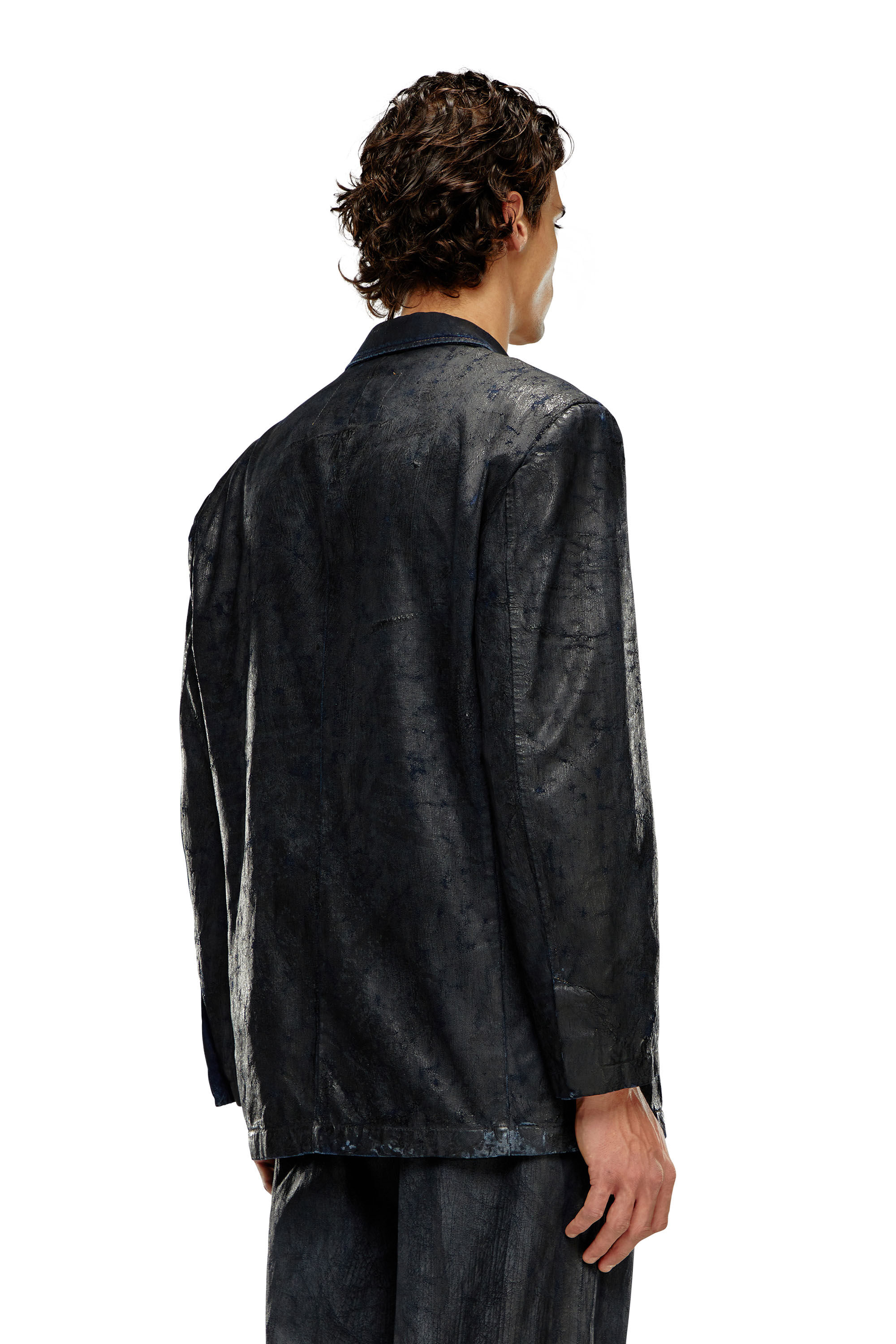 Men's Denim blazer with craquelé coating | Black | Diesel Men's Denim blazer with craquelé coating | Black | Diesel