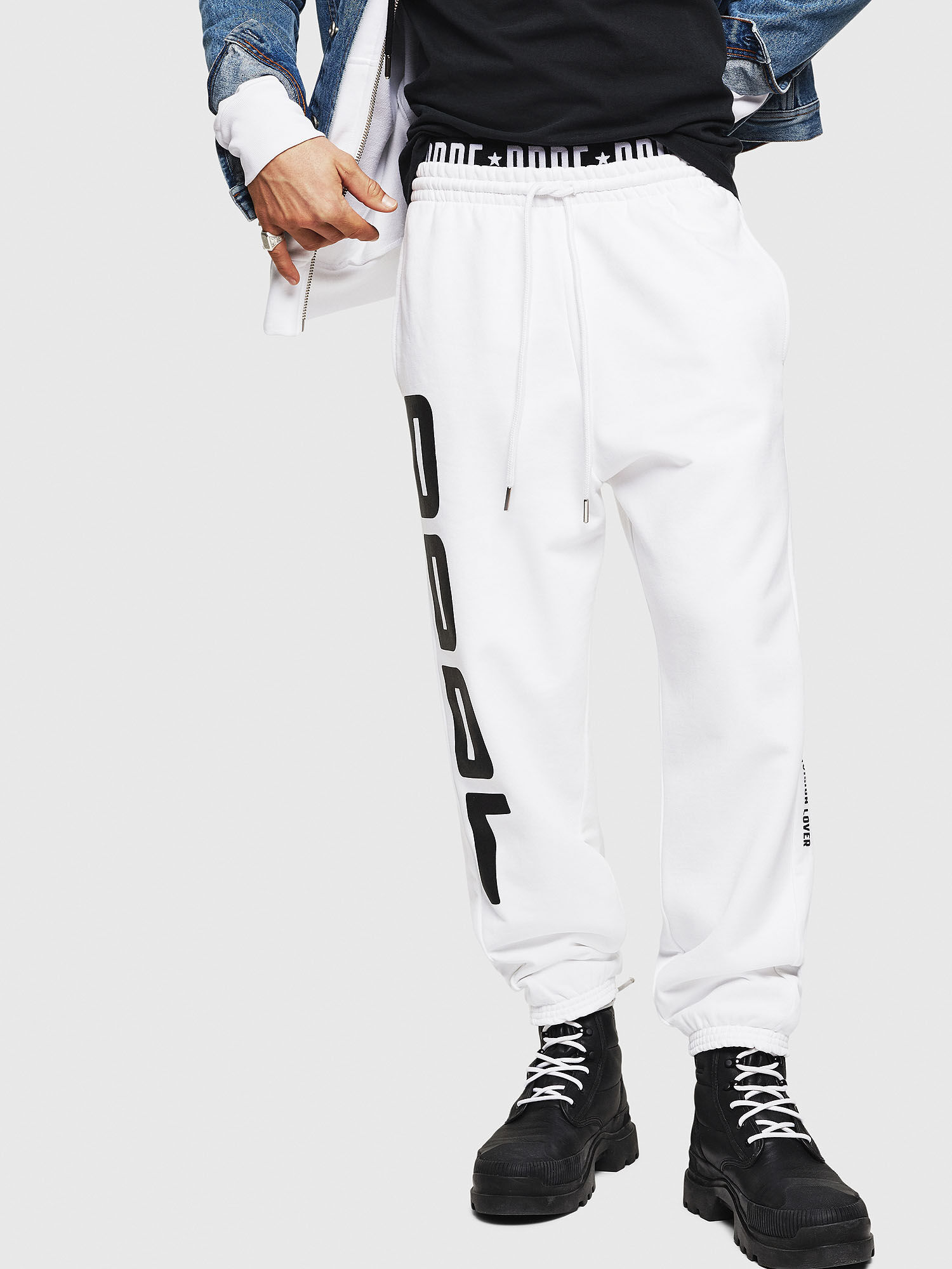 Jogging pants in printed cotton-fleece