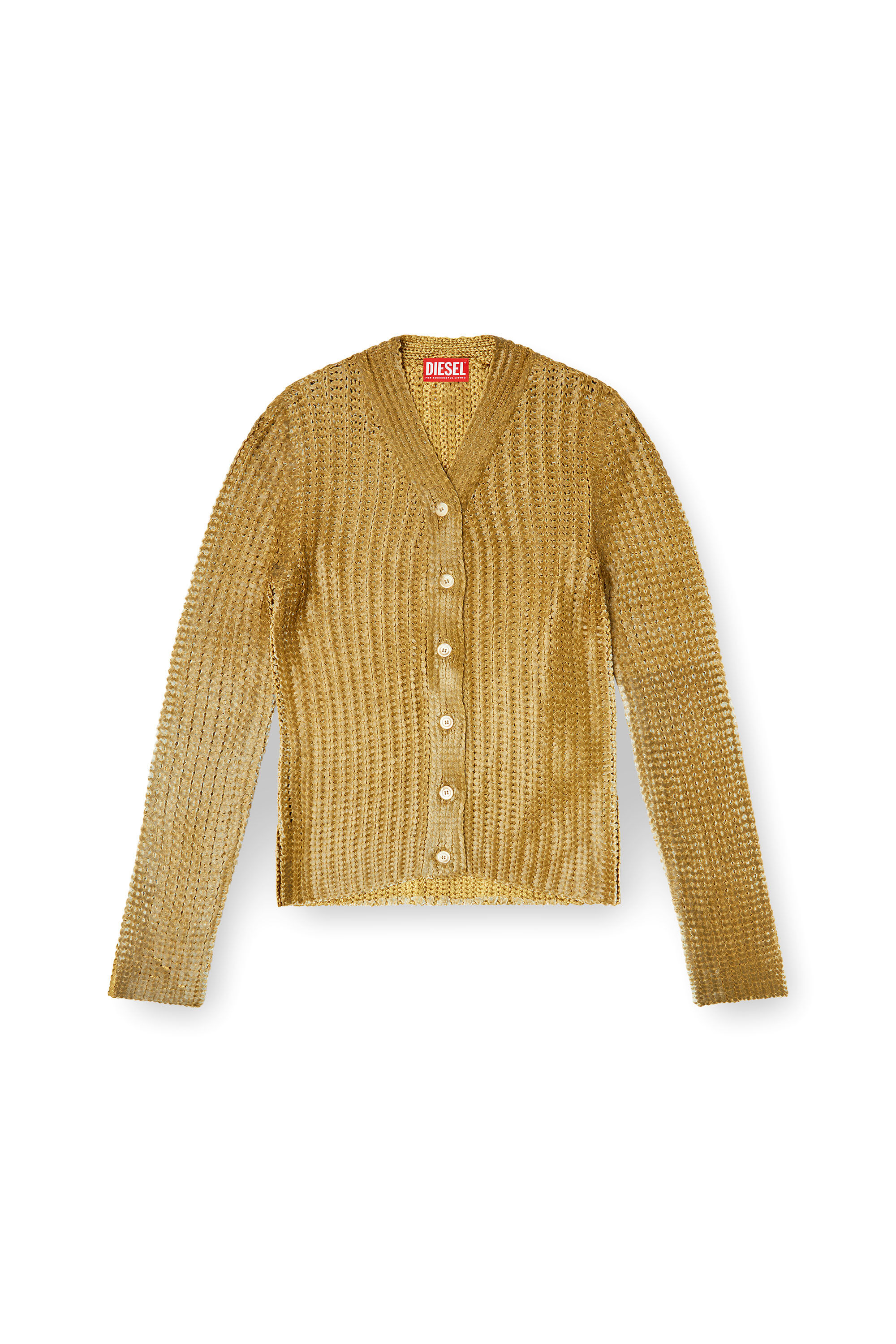 Diesel - M-MILLO, Woman's Ribbed cardigan with shiny effect in null - 1