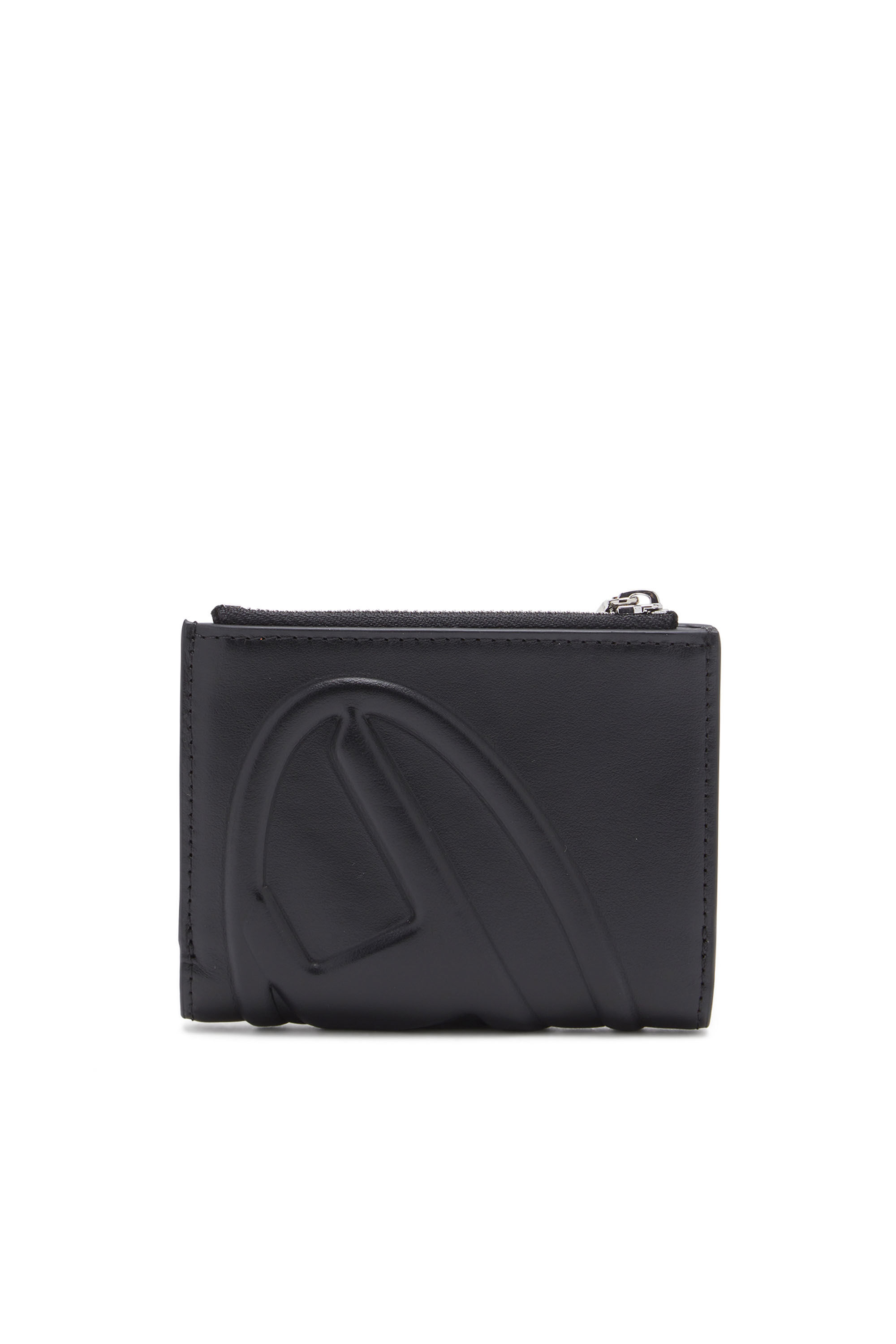 Women's Small leather wallet with embossed logo | Black | Diesel