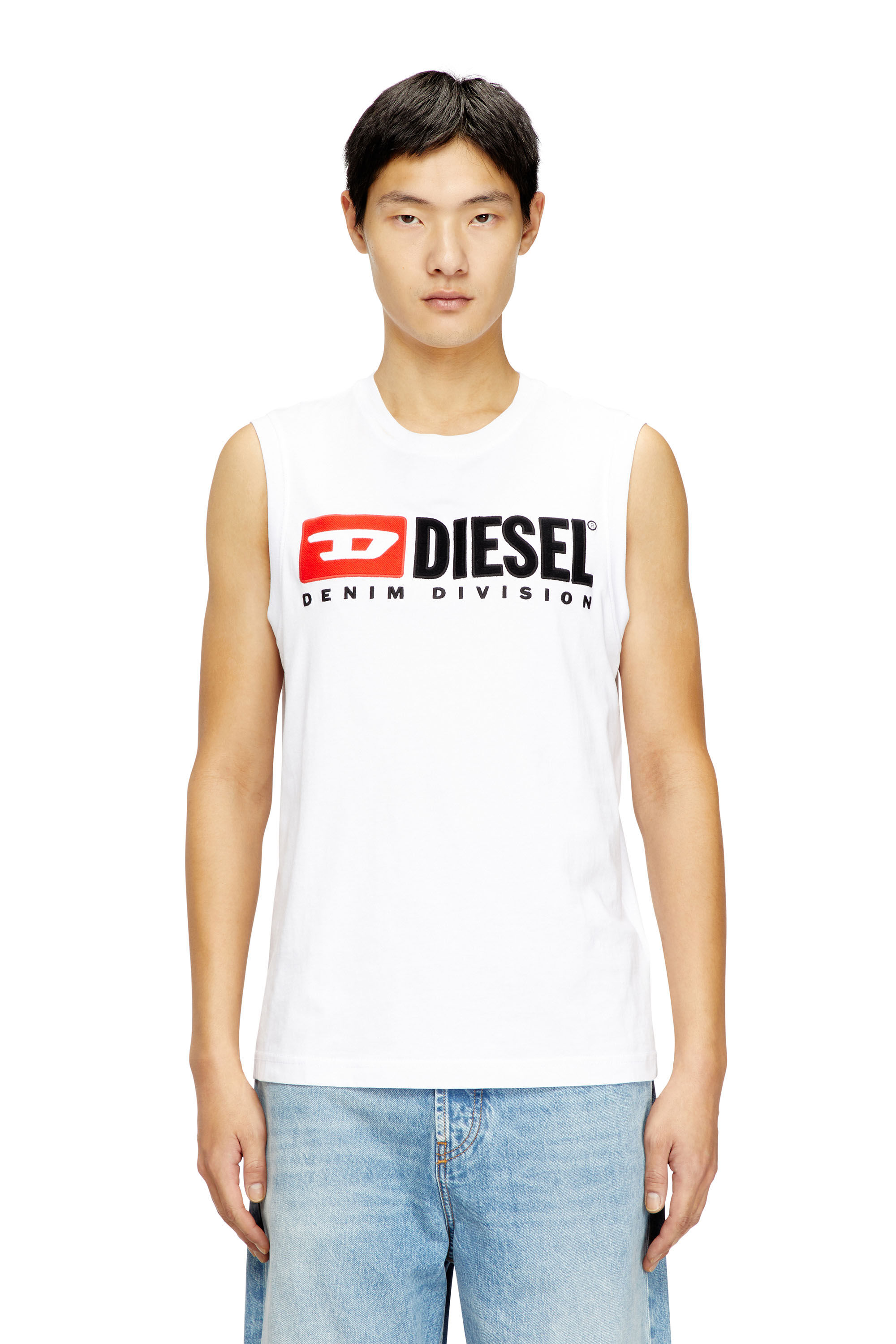 Men's Tank top with chest logo print | White | Diesel TR