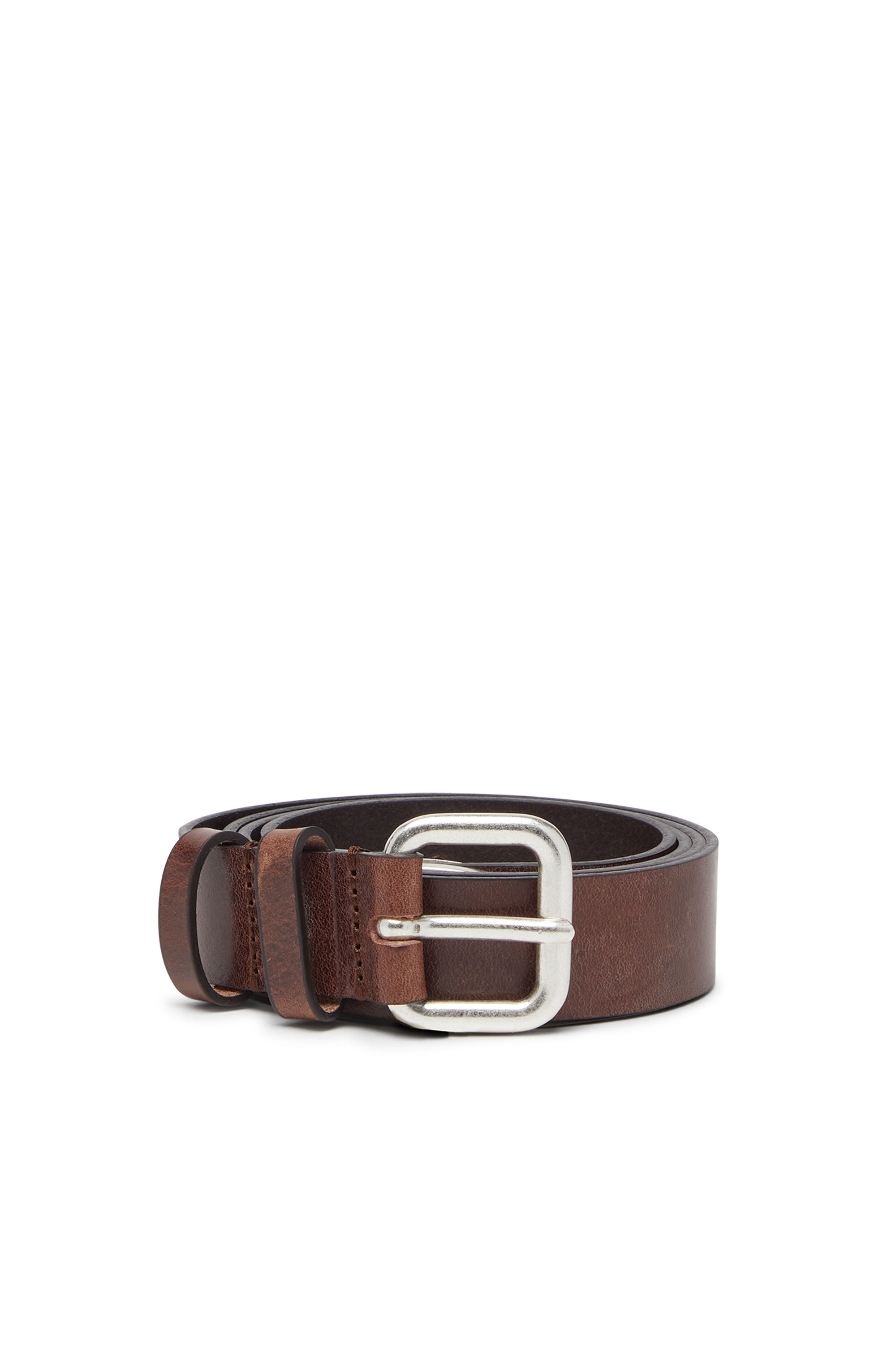 DIESEL☆ Leather belt with oval D logo ブラウン シンプル Diesel Oval Logo Belt Brown | Mainline Menswear United States
