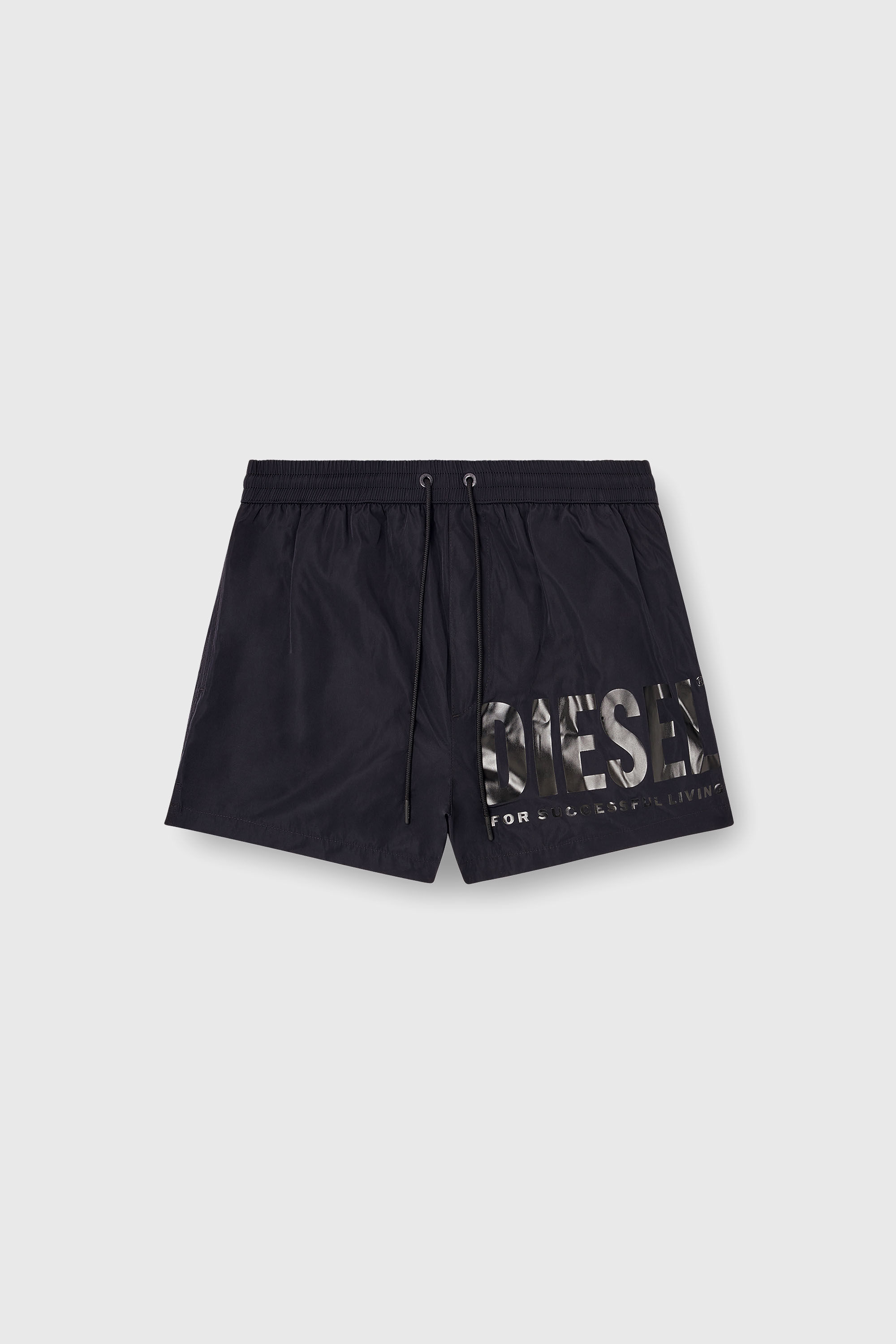 Men's Mid-length swim shorts with logo print | Black | Diesel TR
