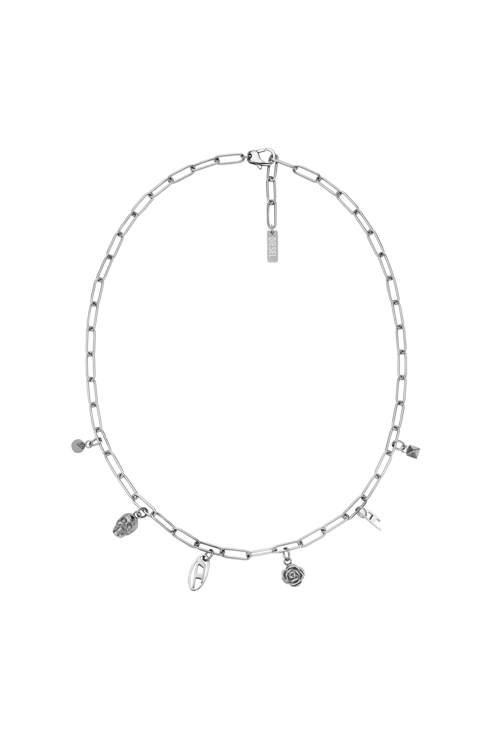 Diesel - DX1605040, Unisex's Stainless Steel Charm Necklace in Silver - 1