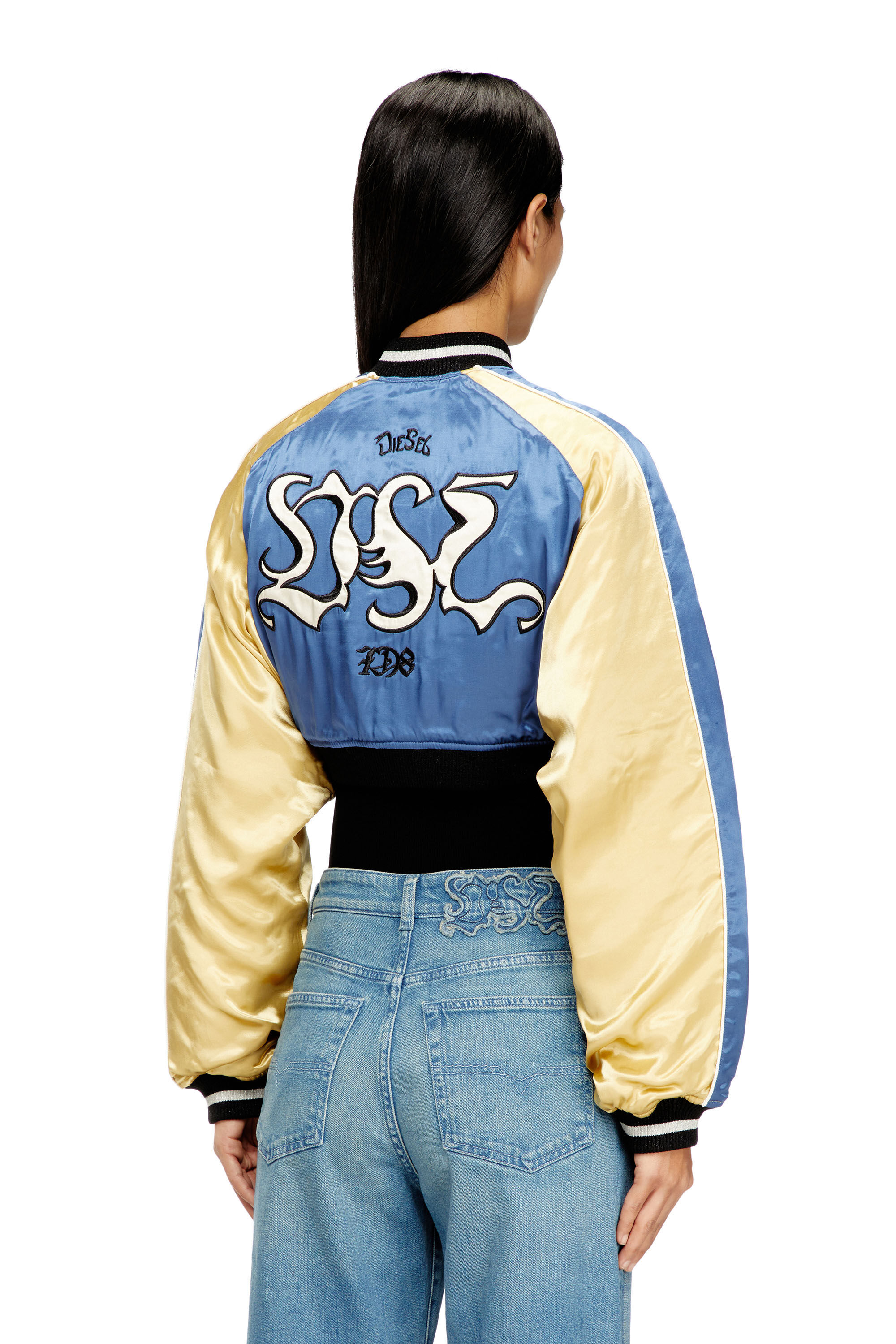 Women's Cropped satin souvenir jacket | Multicolor | Diesel