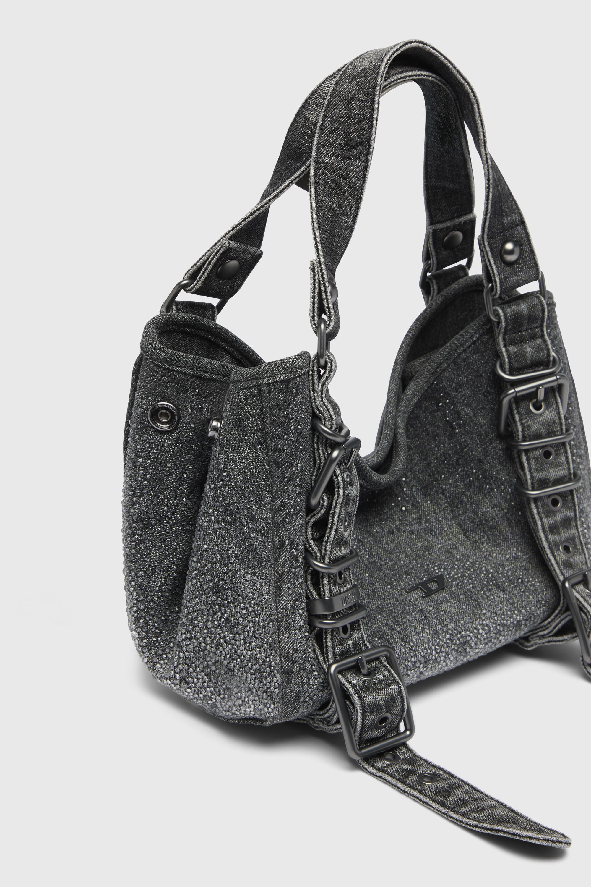 Women's D-One-Small top-handle bag in crystal solarised denim