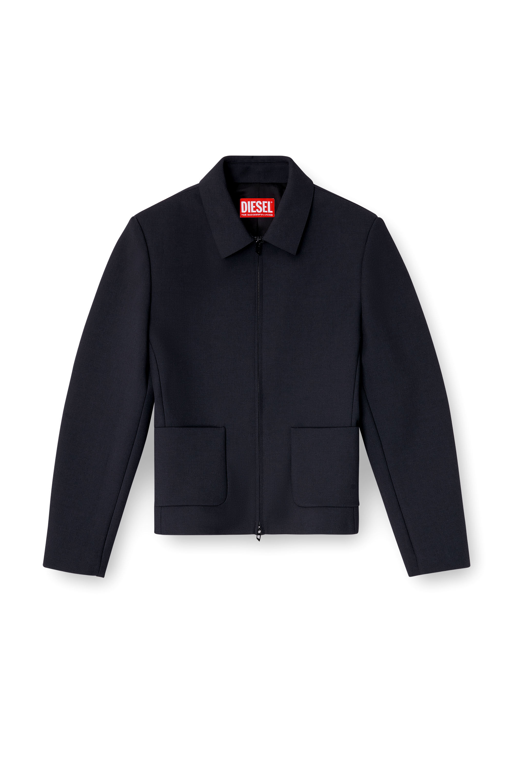 Diesel - G-CESARA-BOND, Woman's Collared jacket in neoprene-bonded fabric in Dark Blue - 2