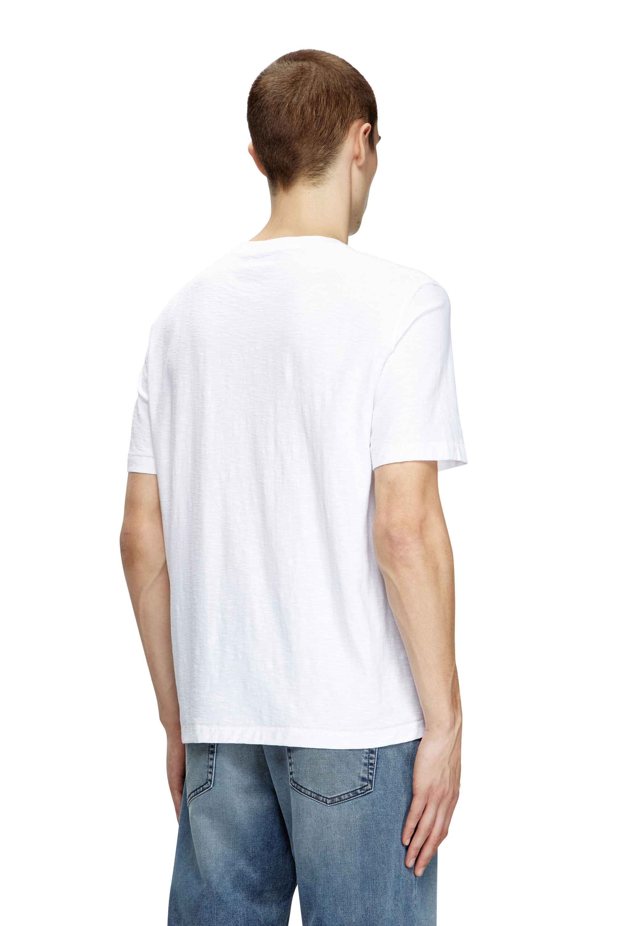 Men's Slub cotton T-shirt with flocked logo | White | Diesel