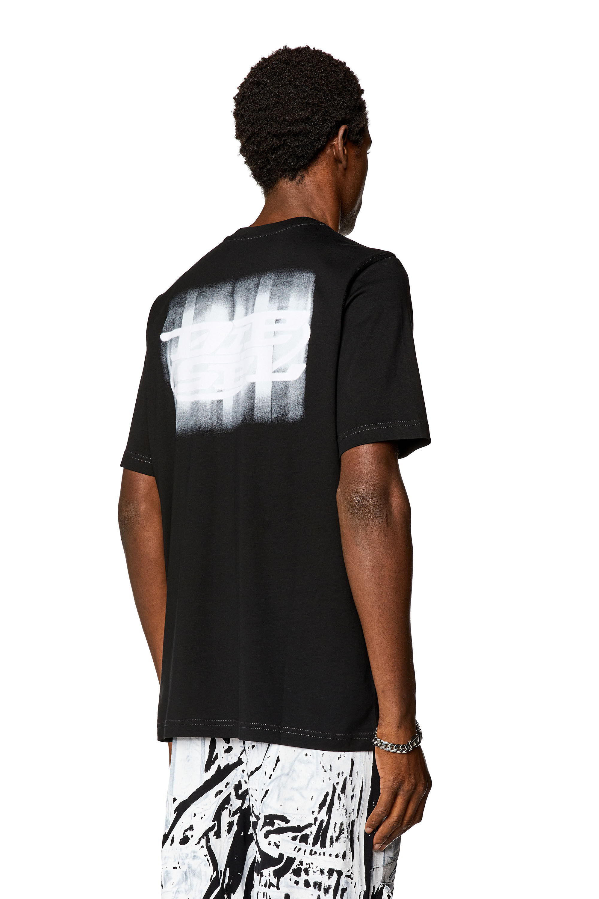 Men's Logo-flocked T-shirt in organic cotton | Black | Diesel