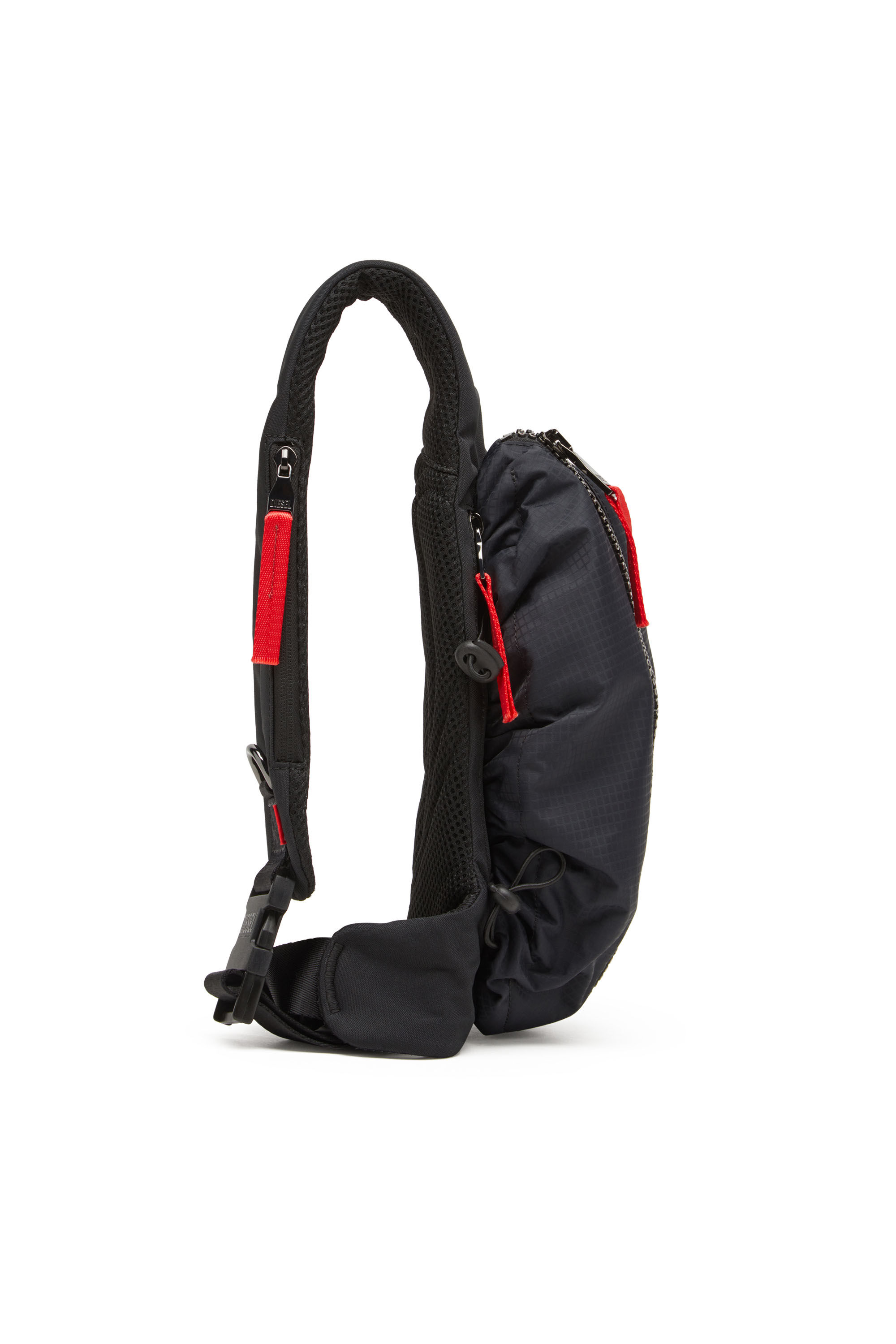 Men's Zip-D-Sling bag in check-jacquard shell | Black | Diesel Men's Zip-D-Sling bag in check-jacquard shell | Black | Diesel