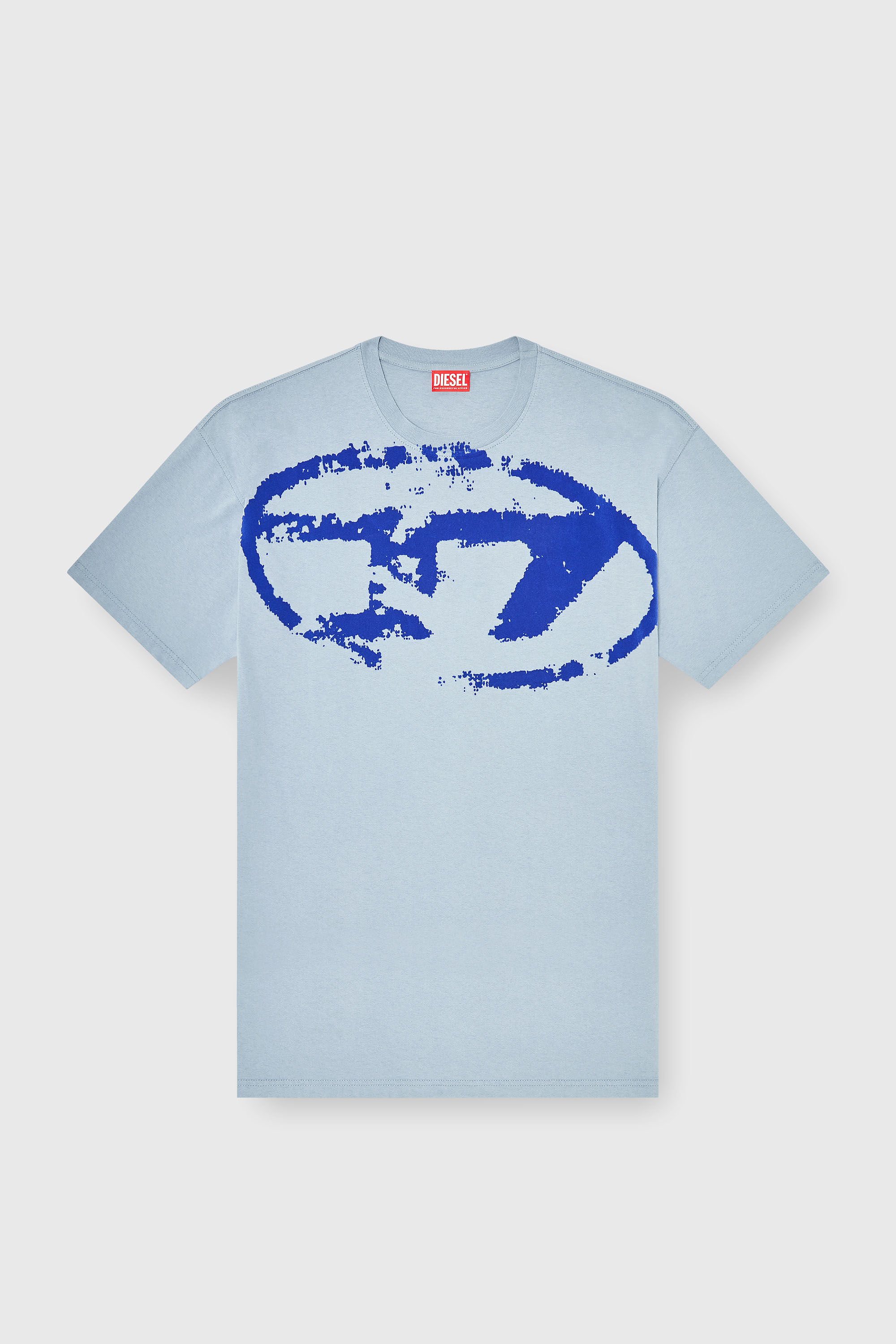 Men's T-shirt with distressed flocked logo | Blue | Diesel TR
