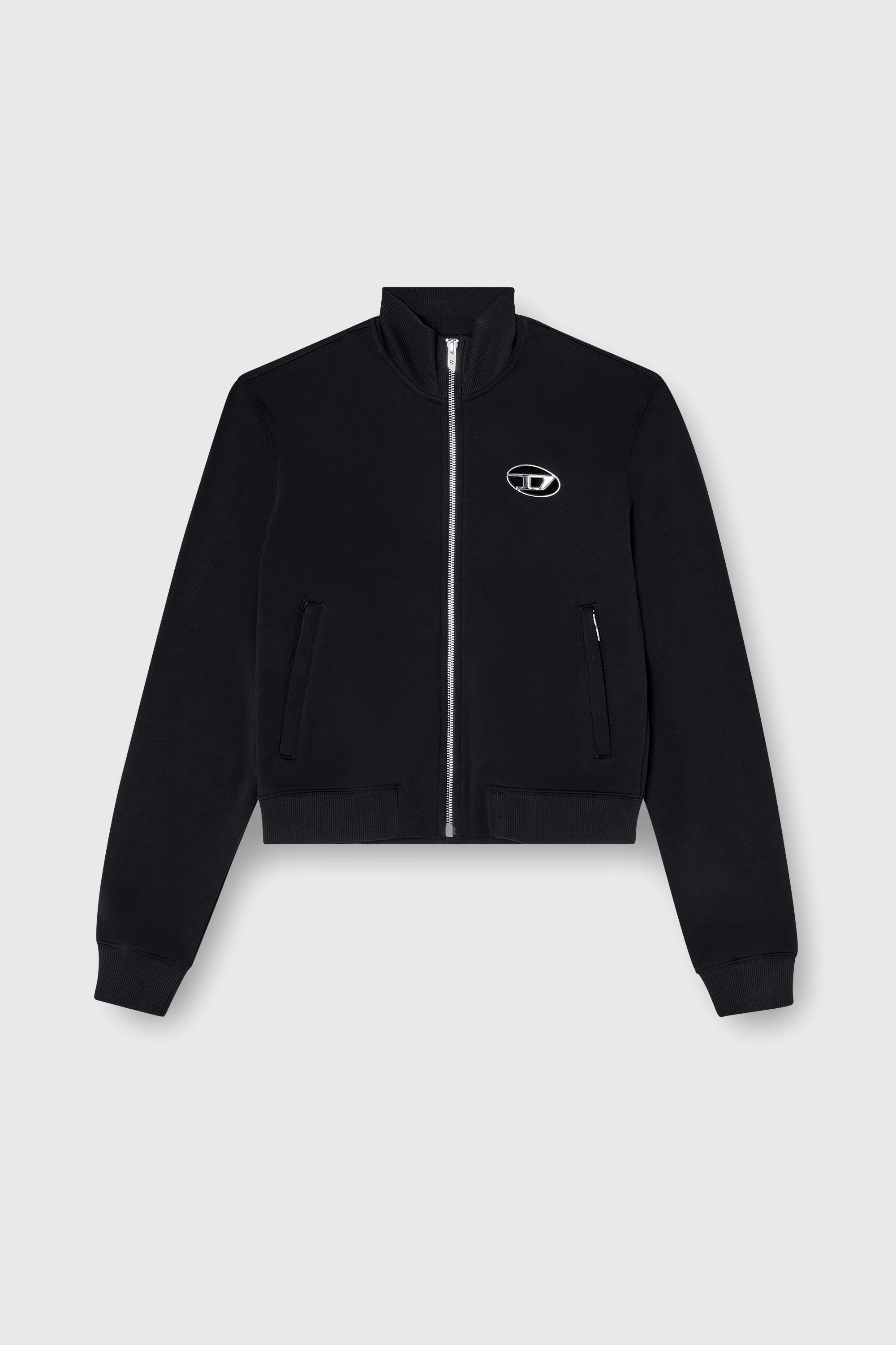 Women's Zip-up sweatshirt with cut-out logo | Black | Diesel