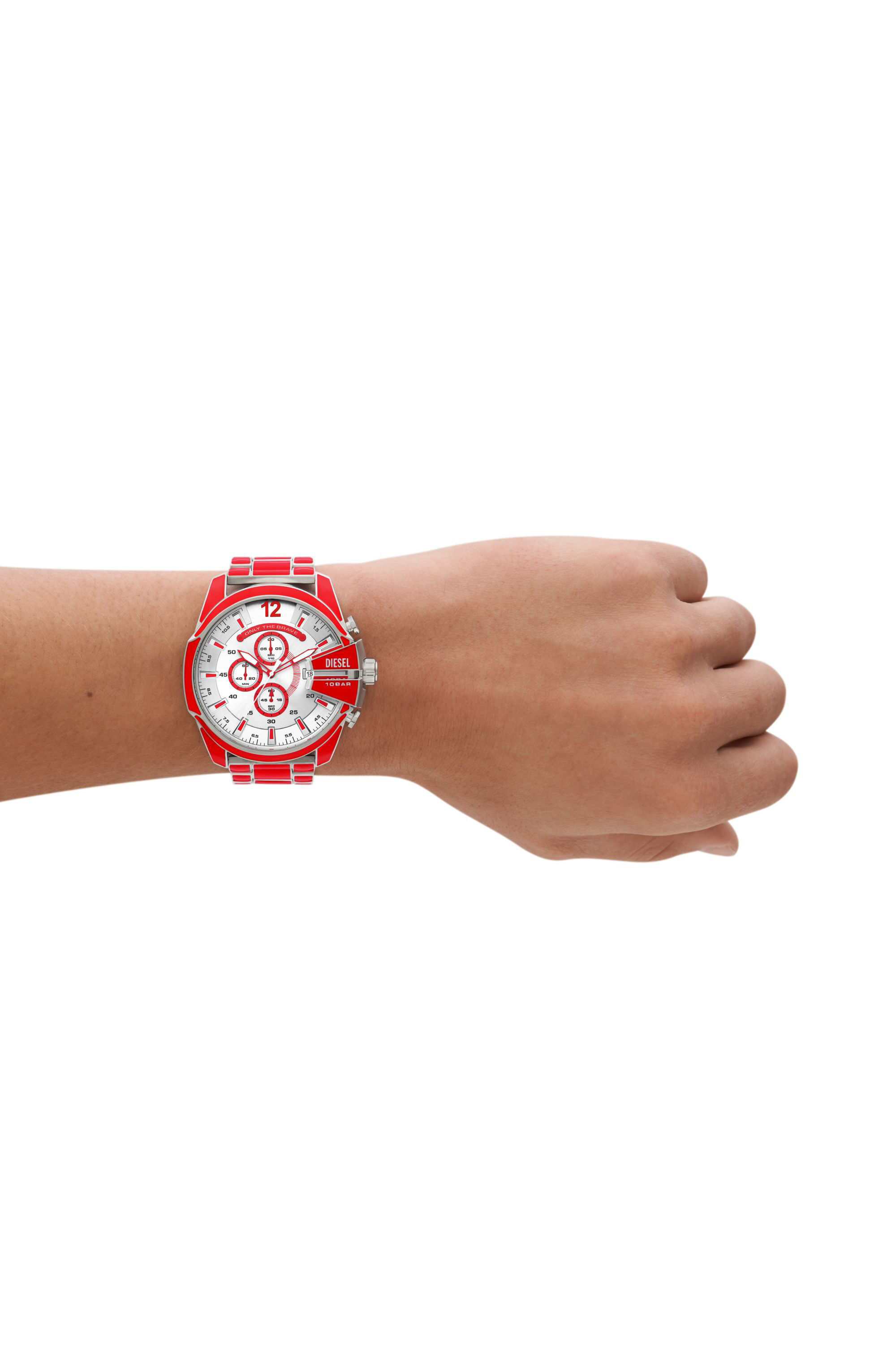 Men's Mega Chief red enamel and stainless steel watch | DZ4638 Diesel