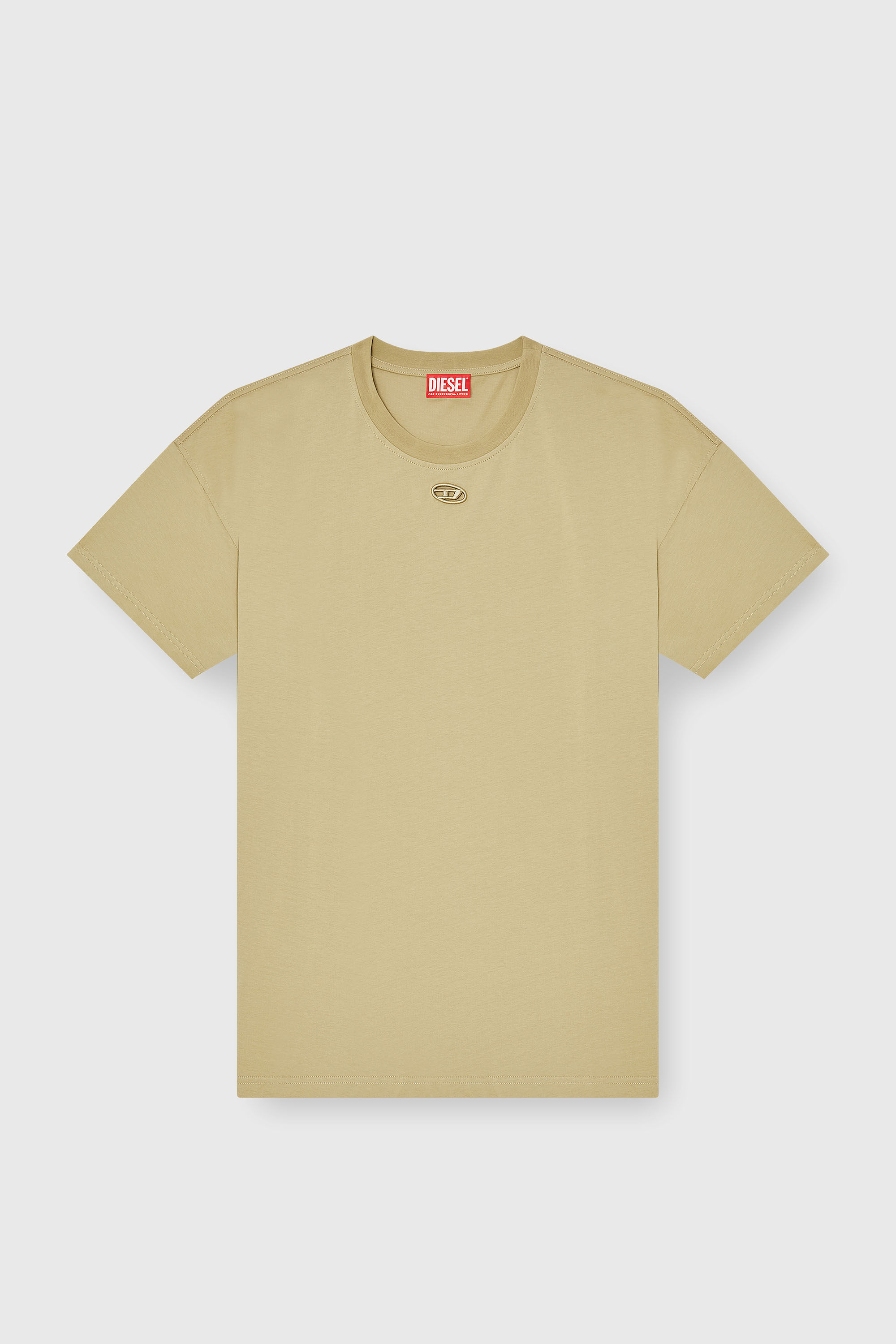 Diesel - T-BOXT-DCO, Man's Relaxed cotton T-shirt with Oval D embroidery in Beige - 2