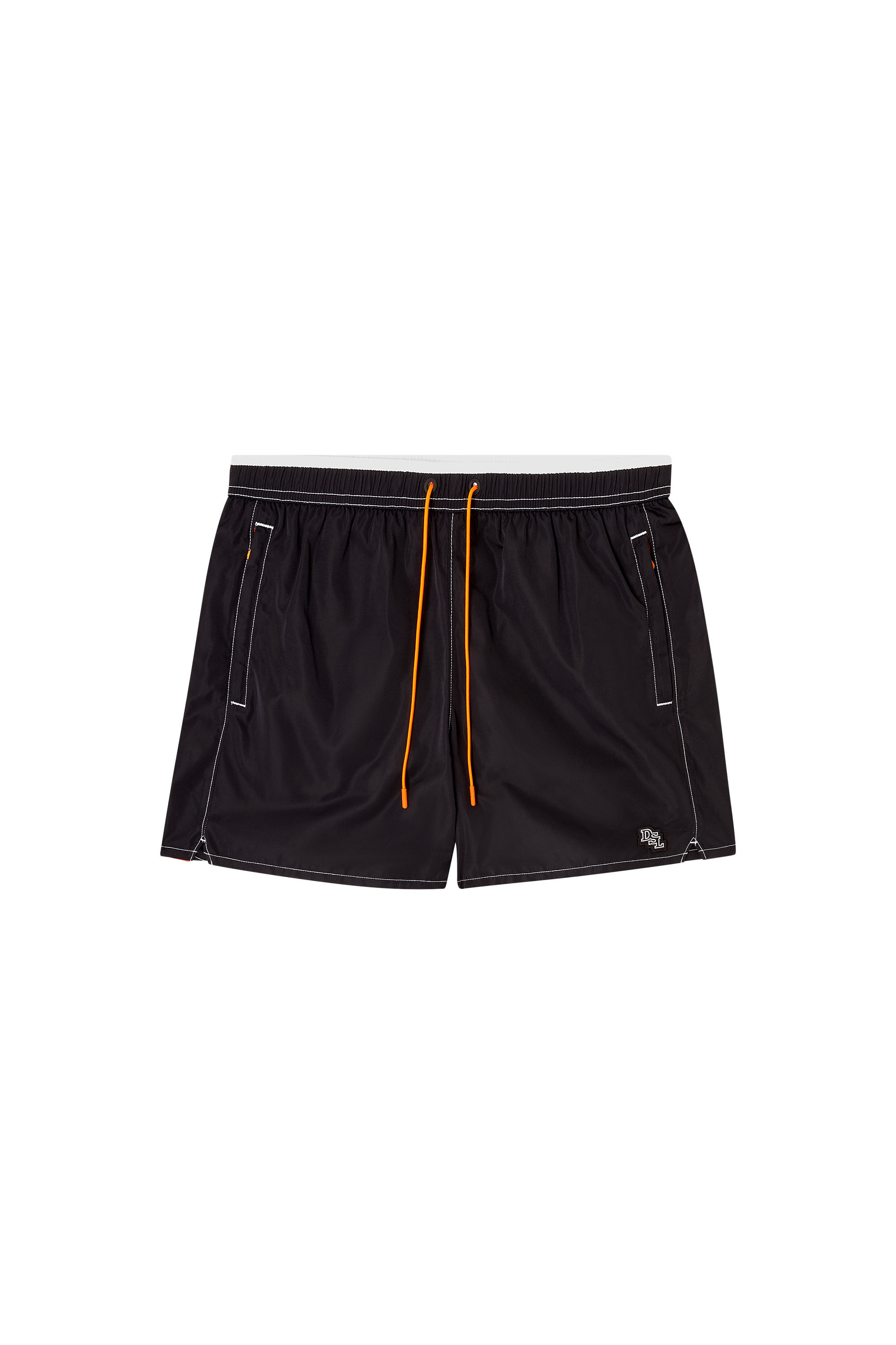 Men's Swim shorts with tonal trim and DSL patch | Black | Diesel TR