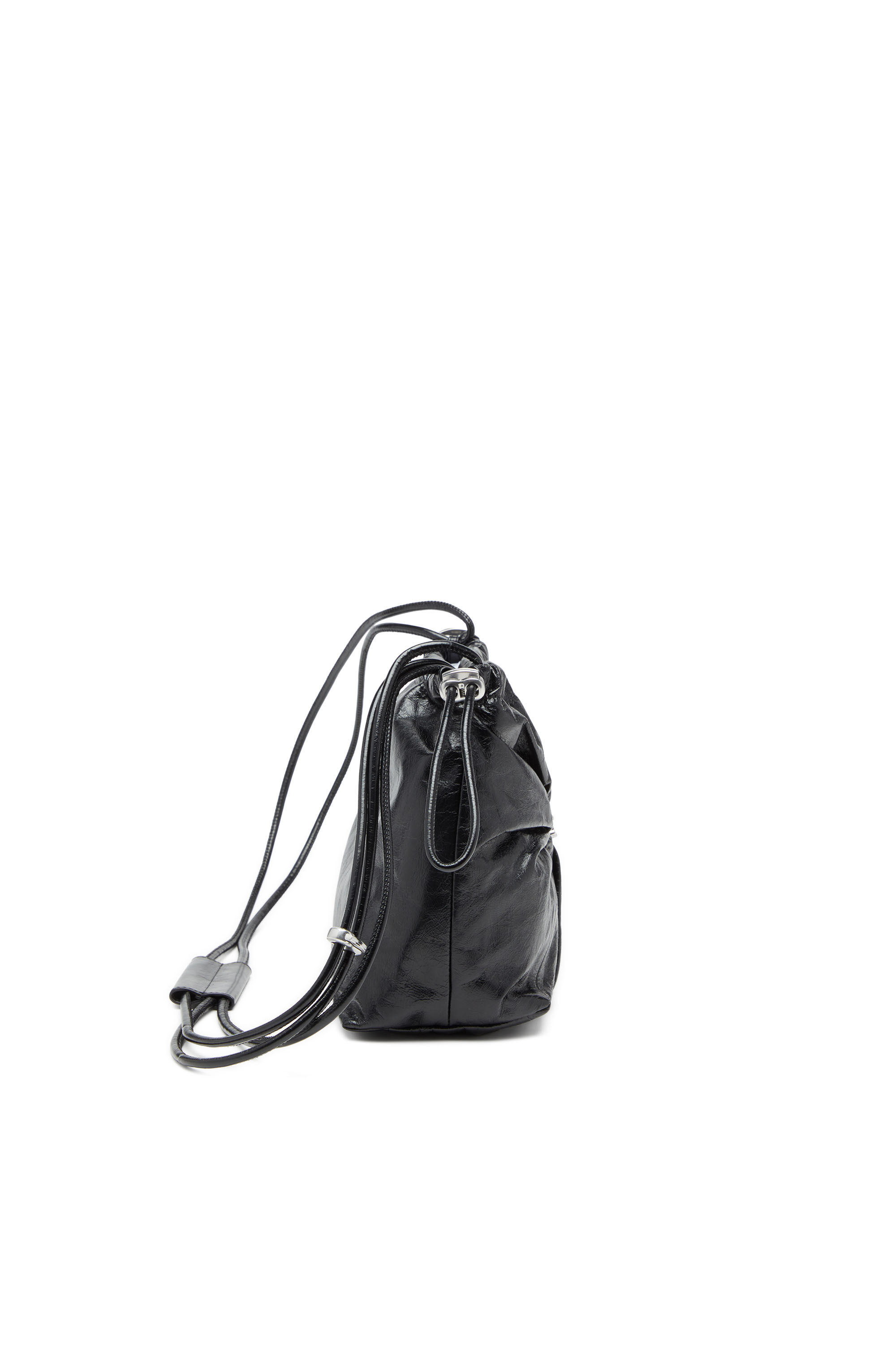 Women's Scrunch-D-Bucket bag in shiny wrinkled leather