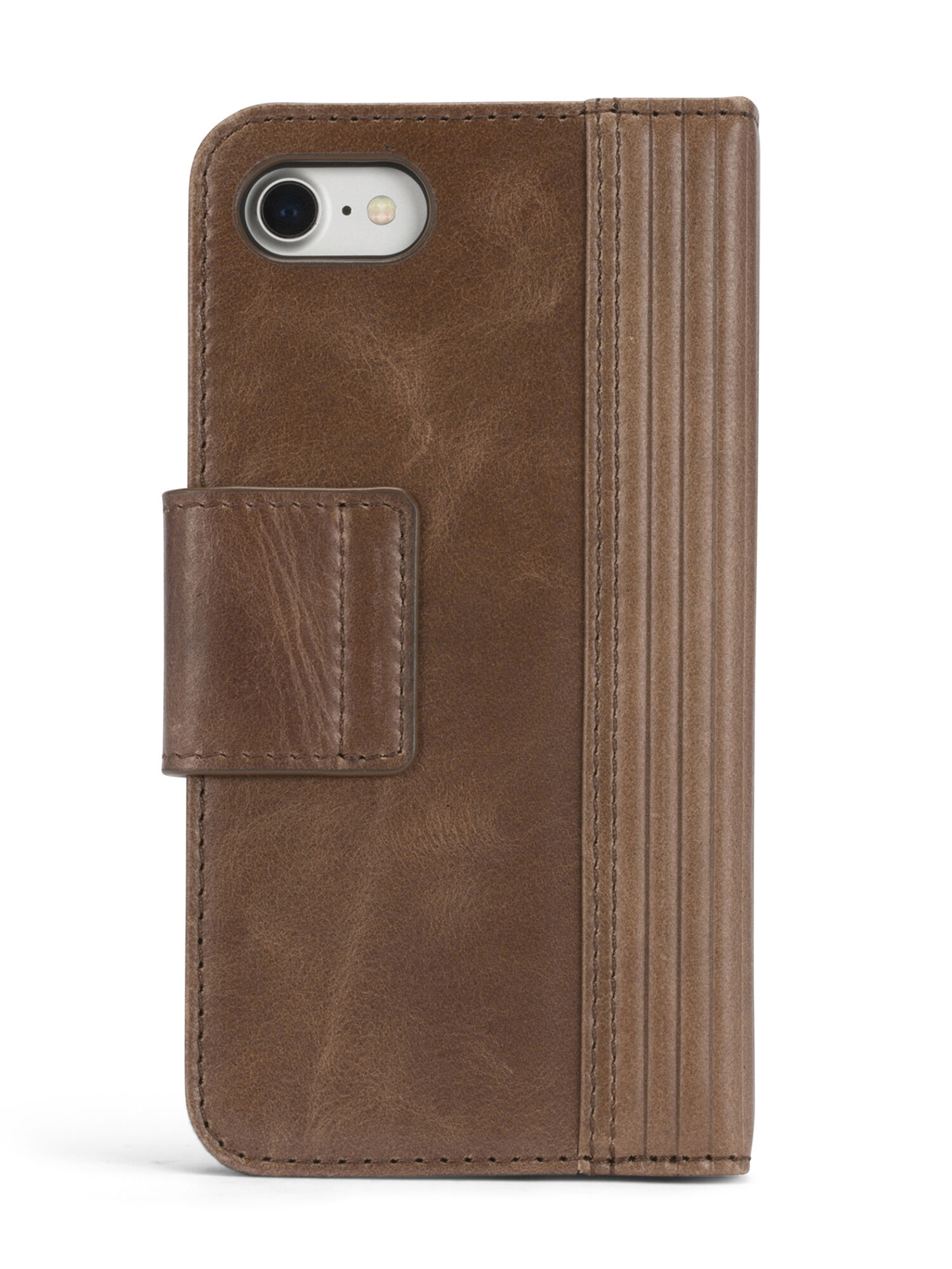 BROWN LINED LEATHER IPHONE 8 PLUS/7 PLUS FOLIO, 