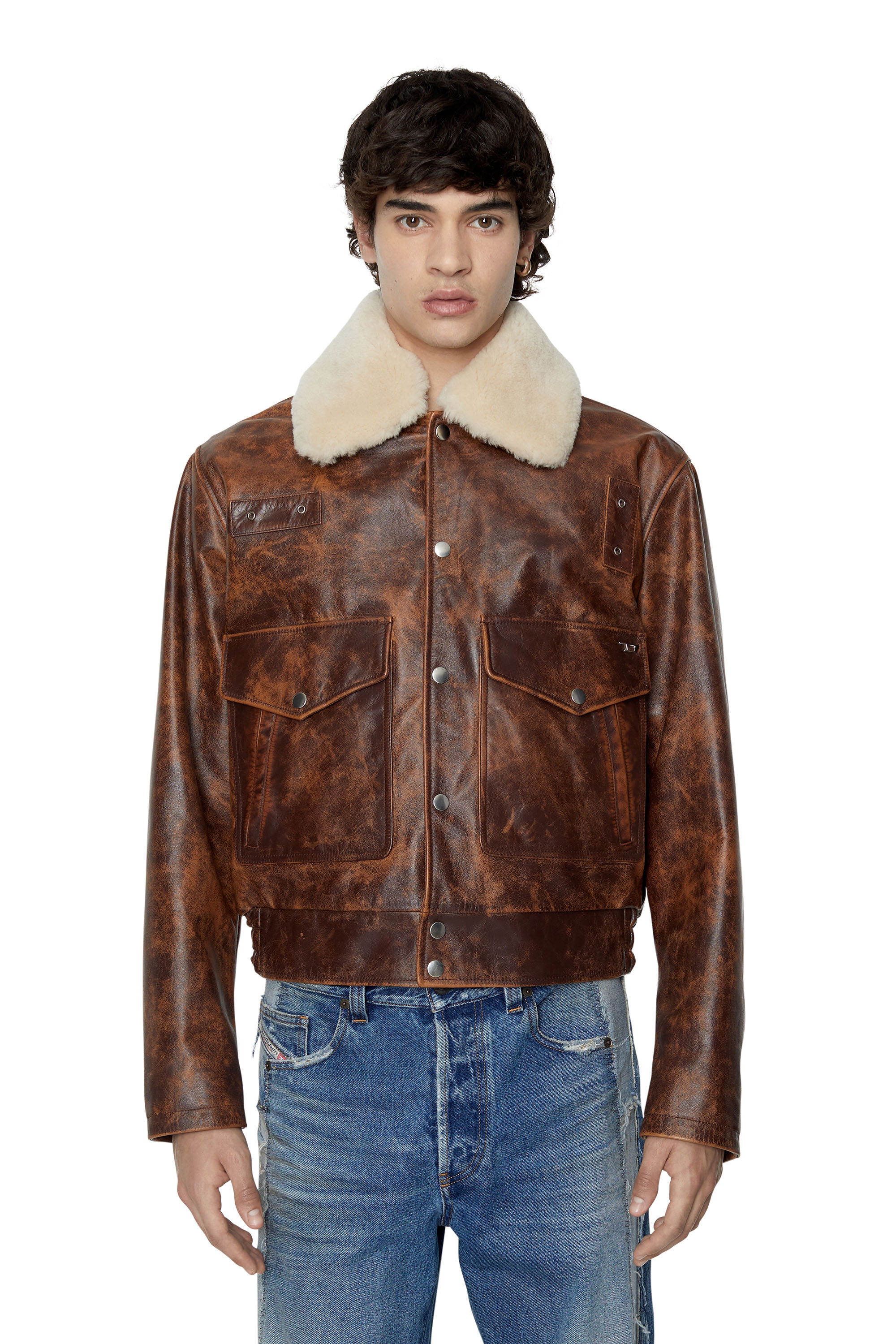 L-MUDDY-FUR Man: Aviator jacket with 