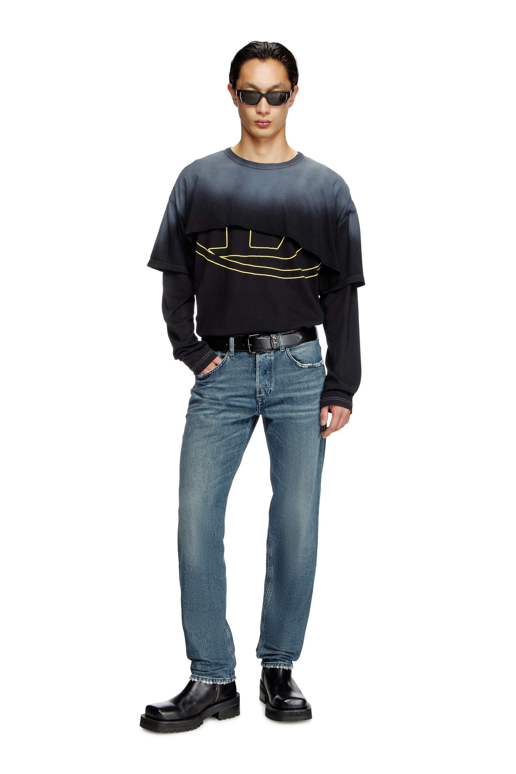 【メンズ・特価セール】  Jeans Daily バッグ Men's Regular Jeans | Black/Yellow | Diesel 2023 D-Finitive