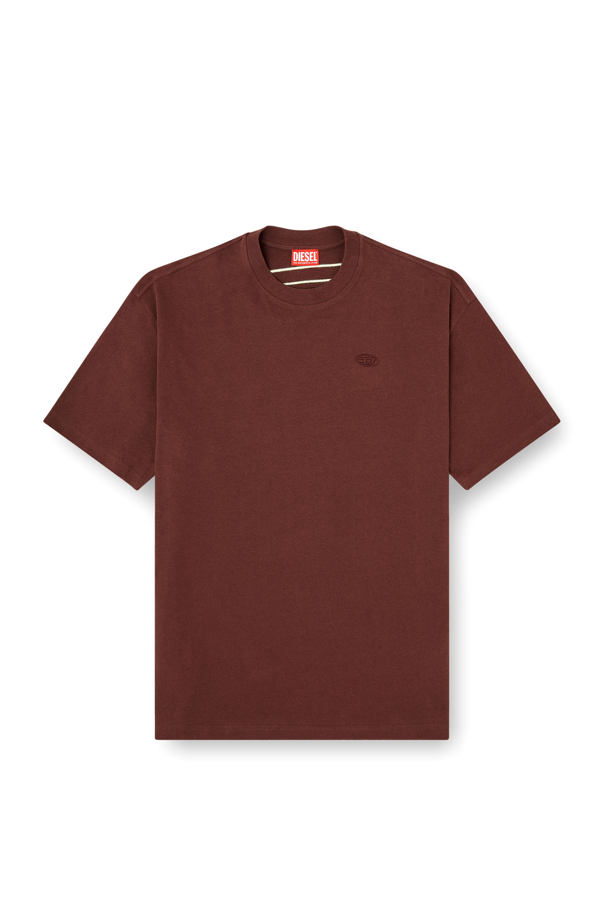 Men's T-shirt with maxi oval D embroidery | Brown | Diesel