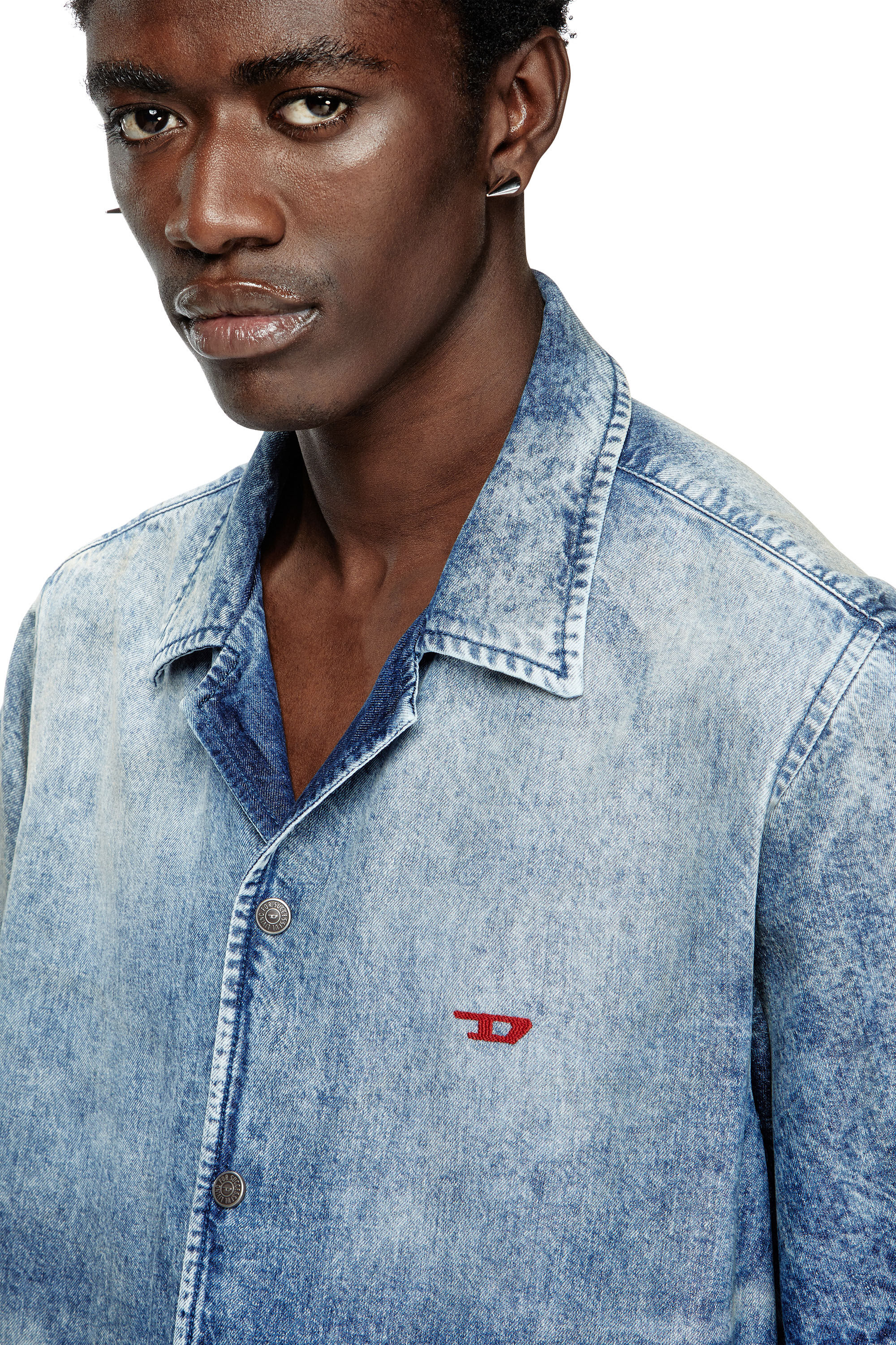 Men's Bowling shirt in distressed denim | Blue | Diesel