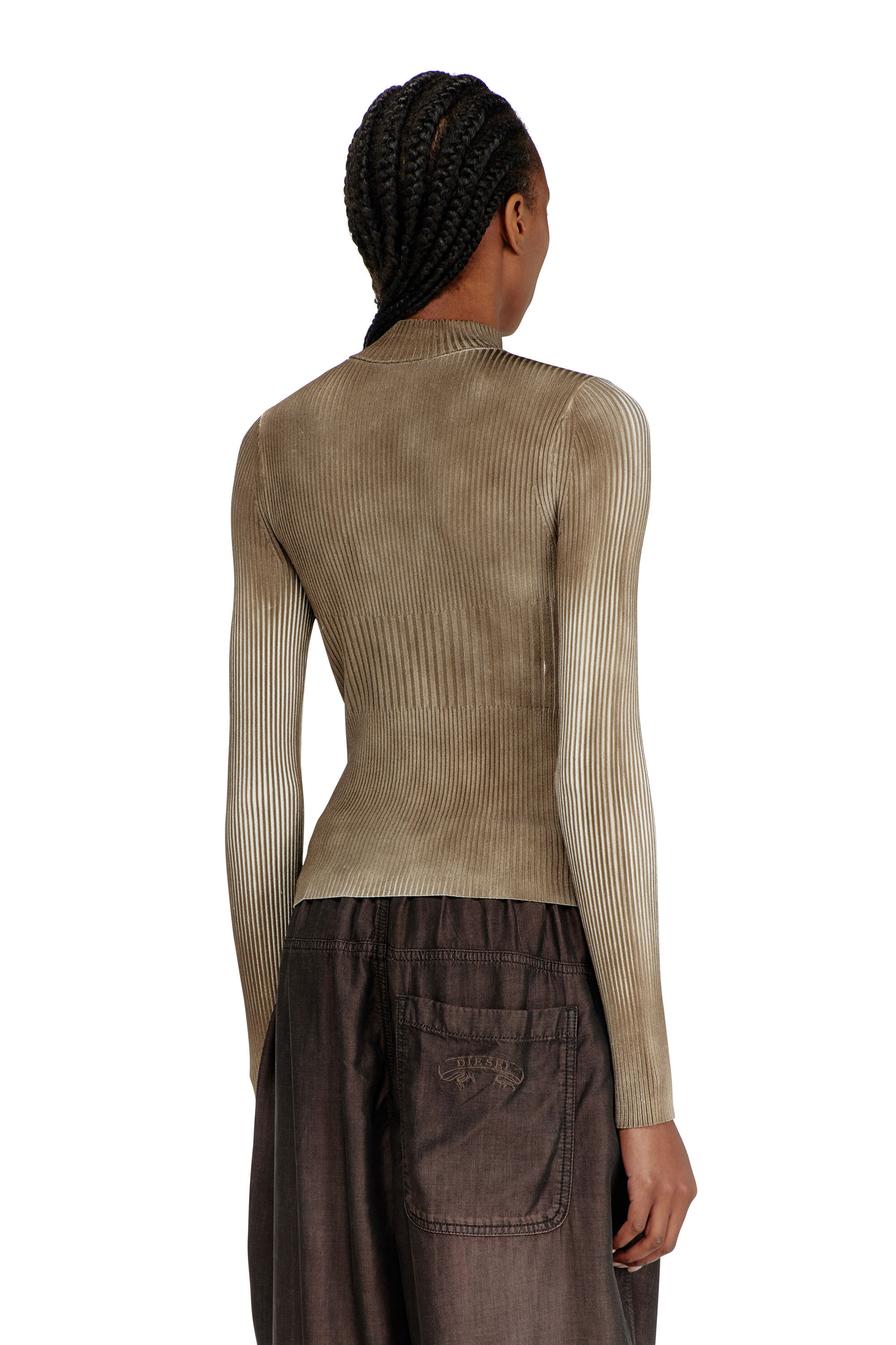 Diesel - M-SARMA, Woman's Ribbed zip cardigan with contrast bands in null - 4