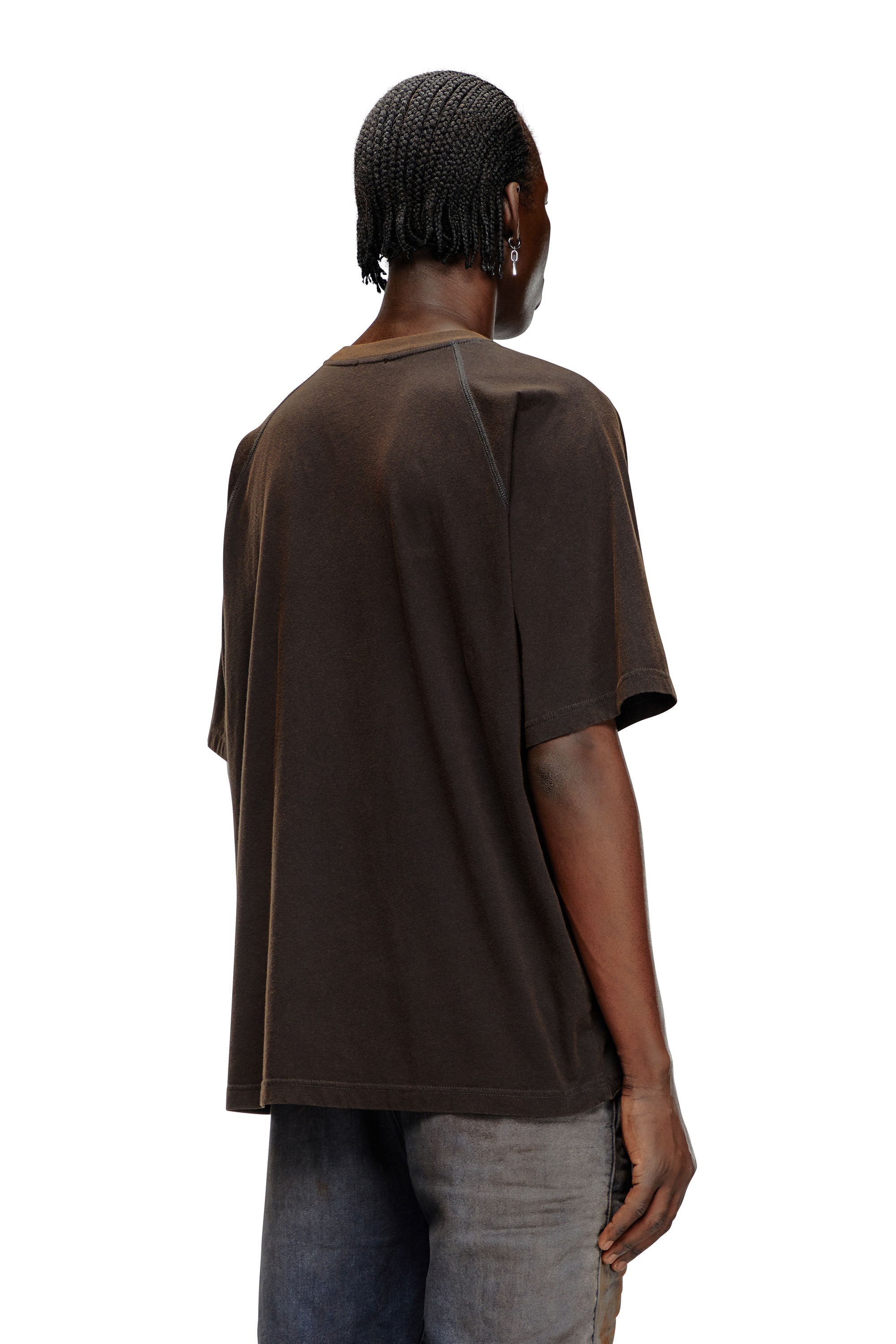 Men s T shirt with inside out print Black Diesel