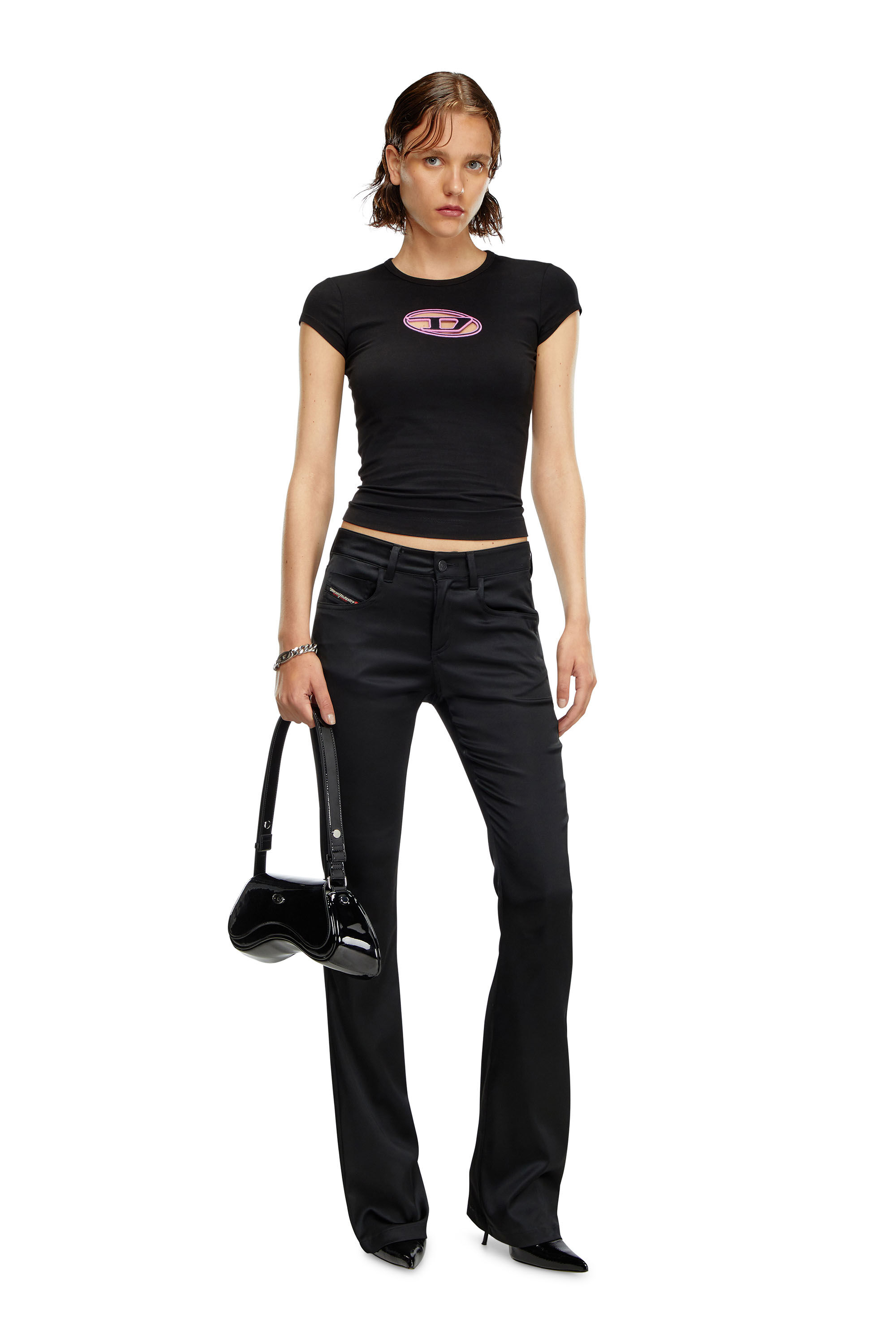 T-ANGIE Woman: Cotton T-shirt with cut-out D logo | Diesel