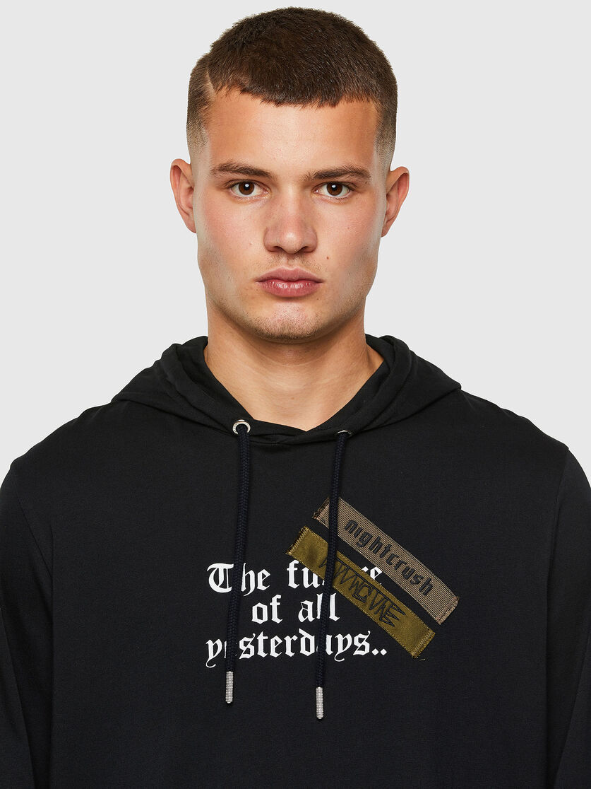 T-JUST-LS-HOOD-TAPES Man: Hooded T-shirt w/embroidered tape | Diesel